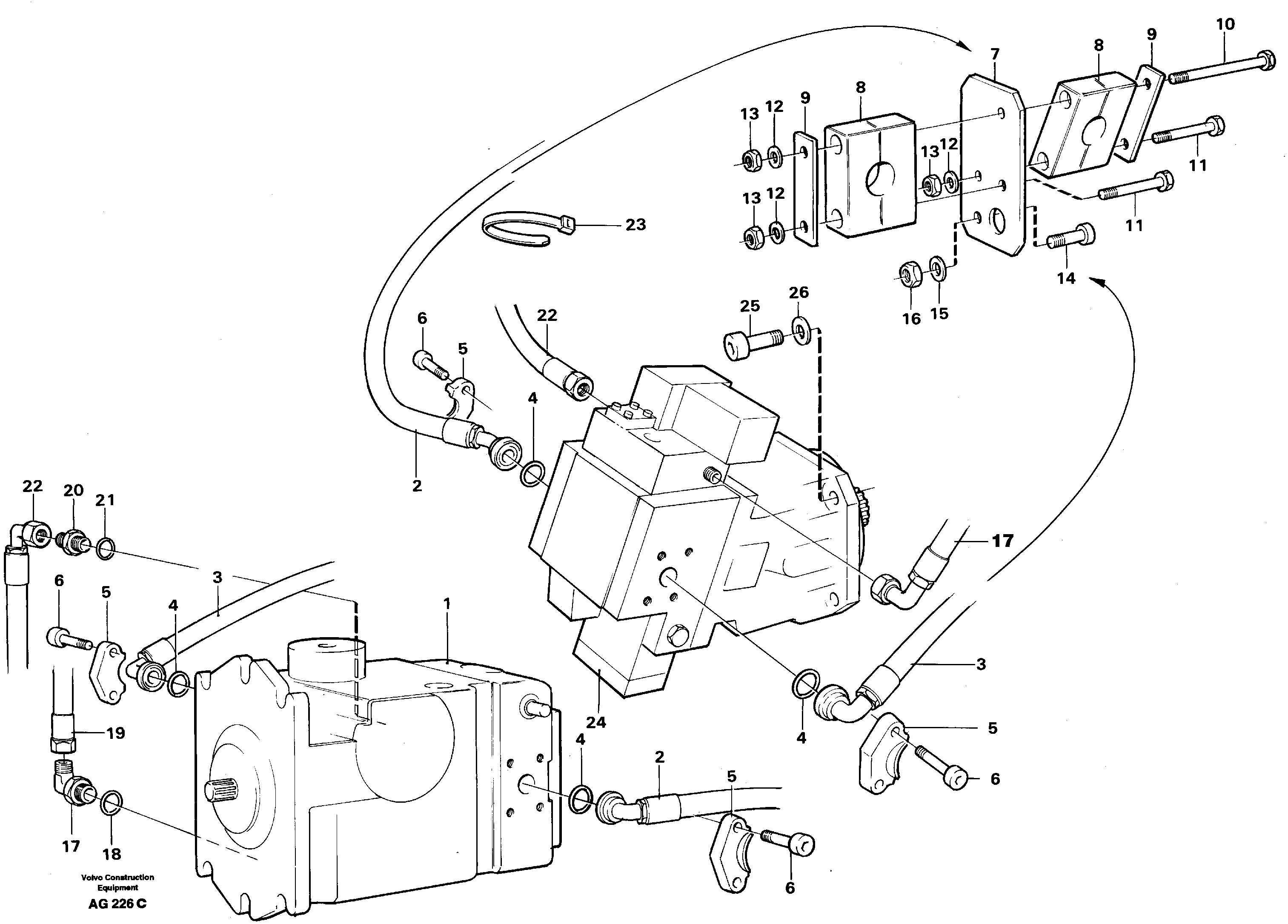 Схема запчастей Volvo L50C - 56040 Hoses Pump - hydraulic motor L50B/L50C VOLVO BM VOLVO BM L50B/L50C SER NO - 10966
