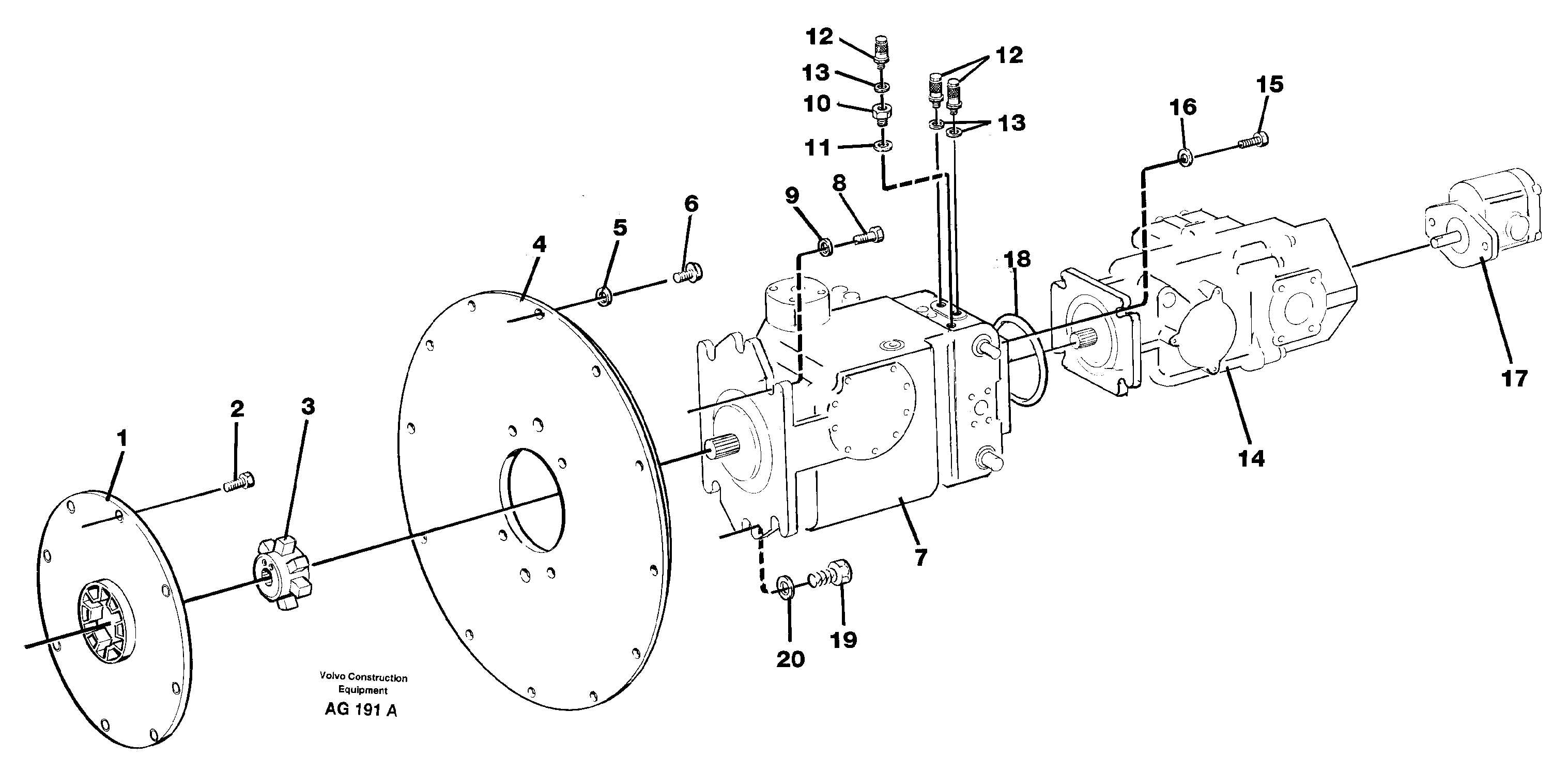 Схема запчастей Volvo L50C - 92801 Pump, Mounting L50B/L50C VOLVO BM VOLVO BM L50B/L50C SER NO - 10966