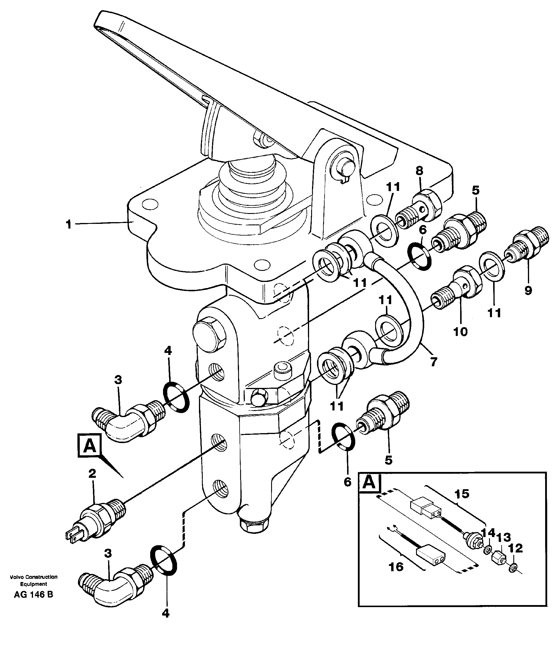 Схема запчастей Volvo L50C - 5391 Footbrake valve Mounting L50B/L50C VOLVO BM VOLVO BM L50B/L50C SER NO - 10966