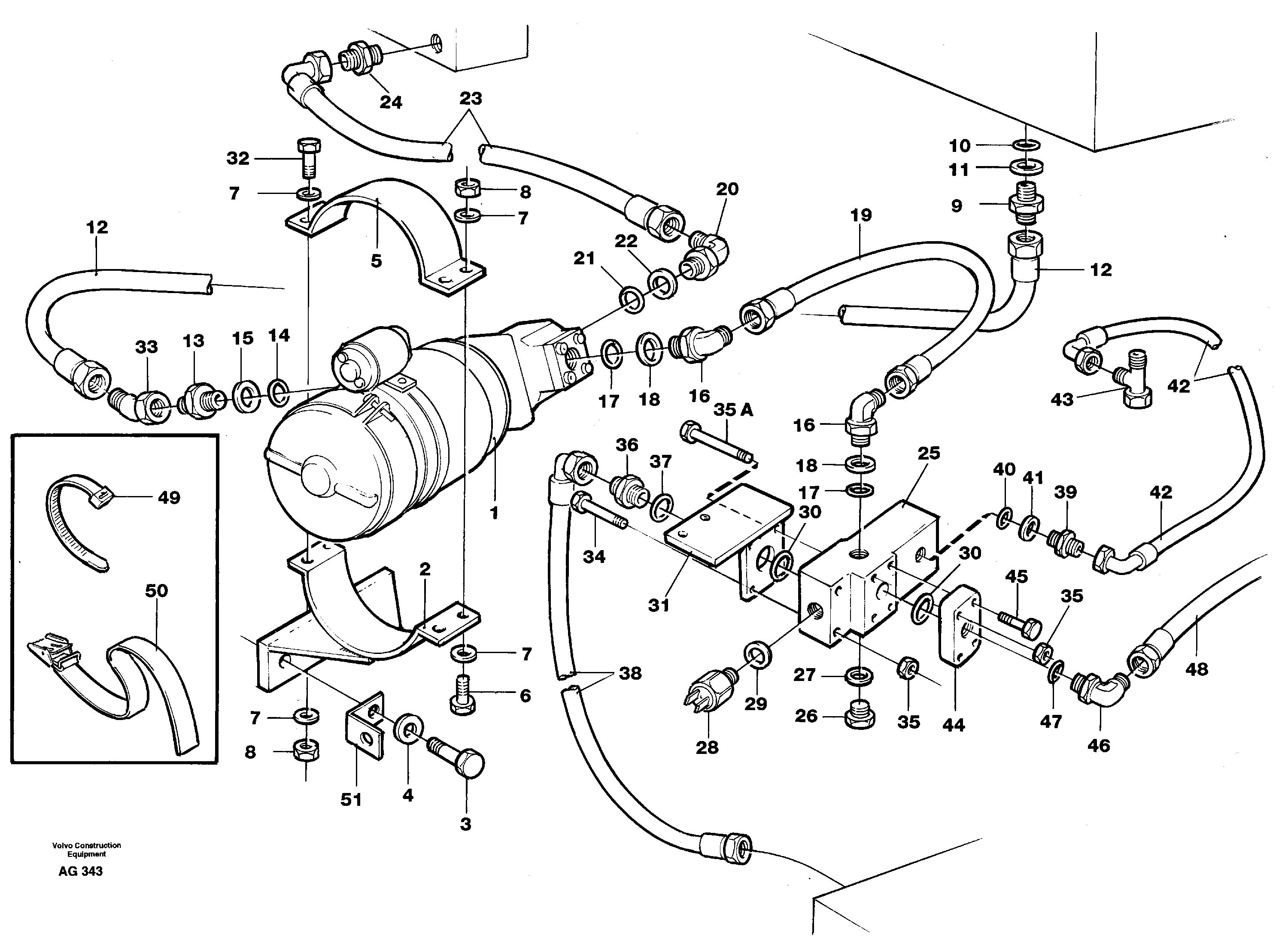 Схема запчастей Volvo L50C - 51942 Auxiliary steering system L50B/L50C VOLVO BM VOLVO BM L50B/L50C SER NO - 10966