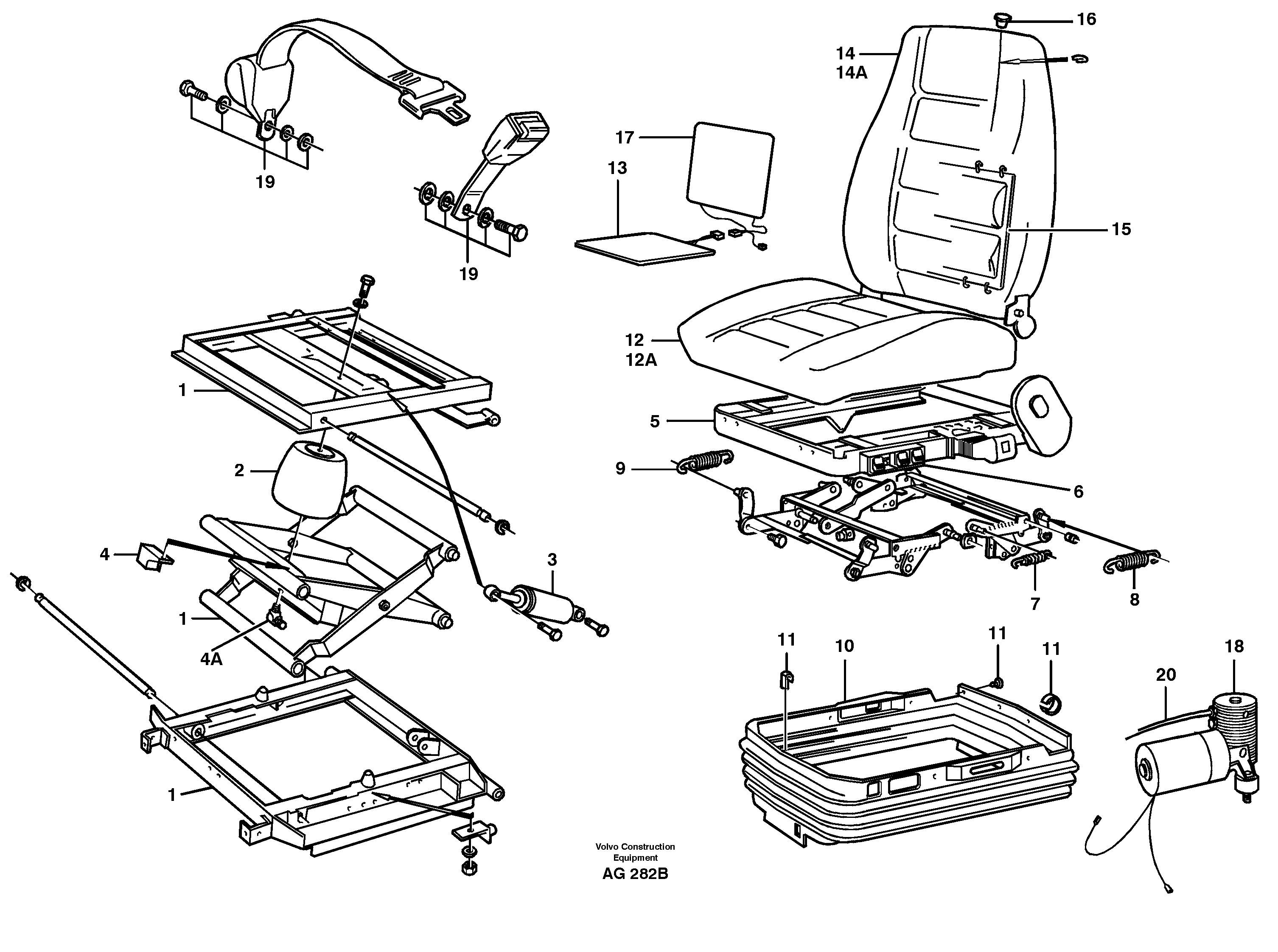 Схема запчастей Volvo L50C - 61394 Drivers seat, air suspensioned Isri L50B/L50C VOLVO BM VOLVO BM L50B/L50C SER NO - 10966