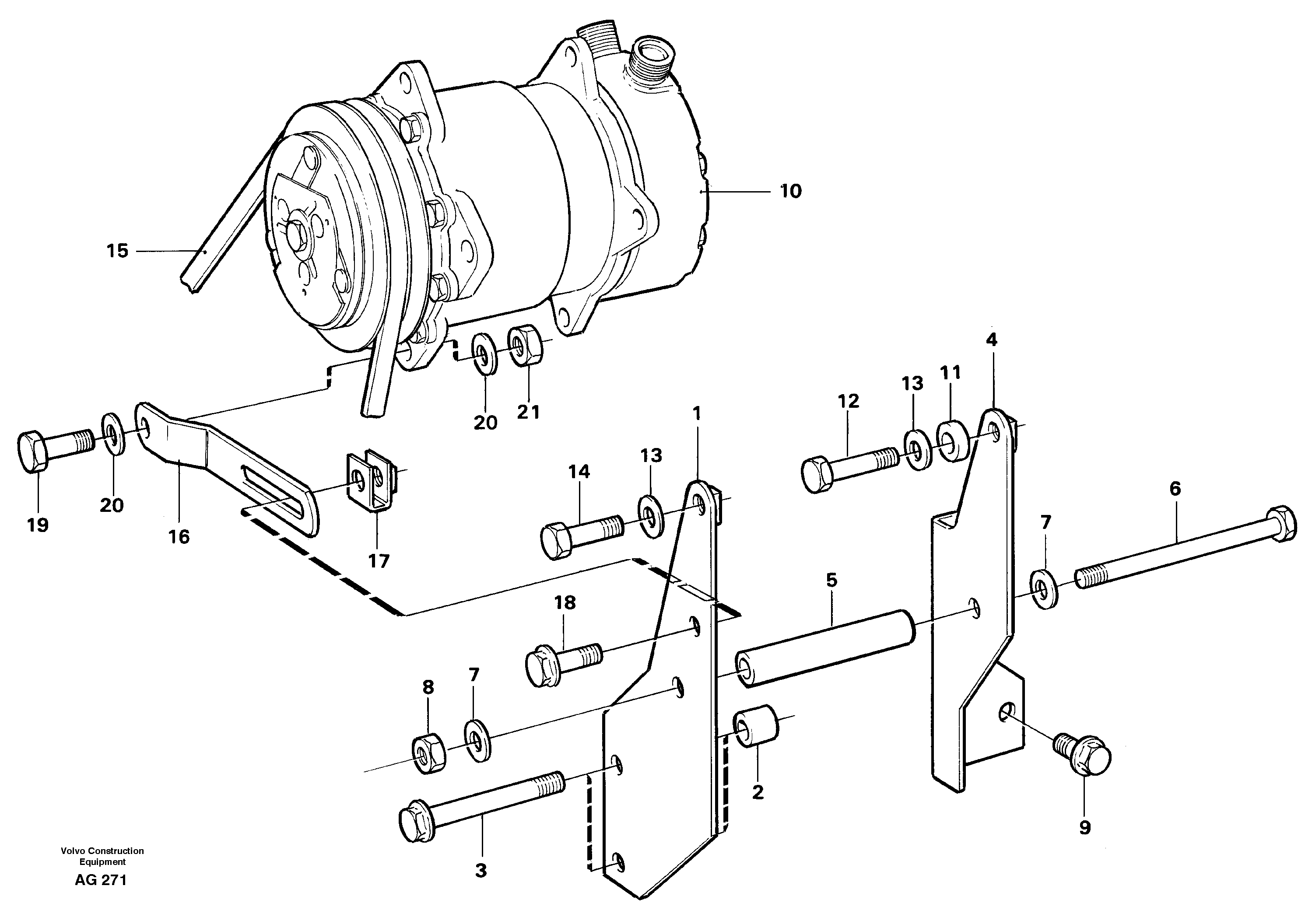 Схема запчастей Volvo L50C - 54028 Compressor, assembly L50B/L50C VOLVO BM VOLVO BM L50B/L50C SER NO - 10966