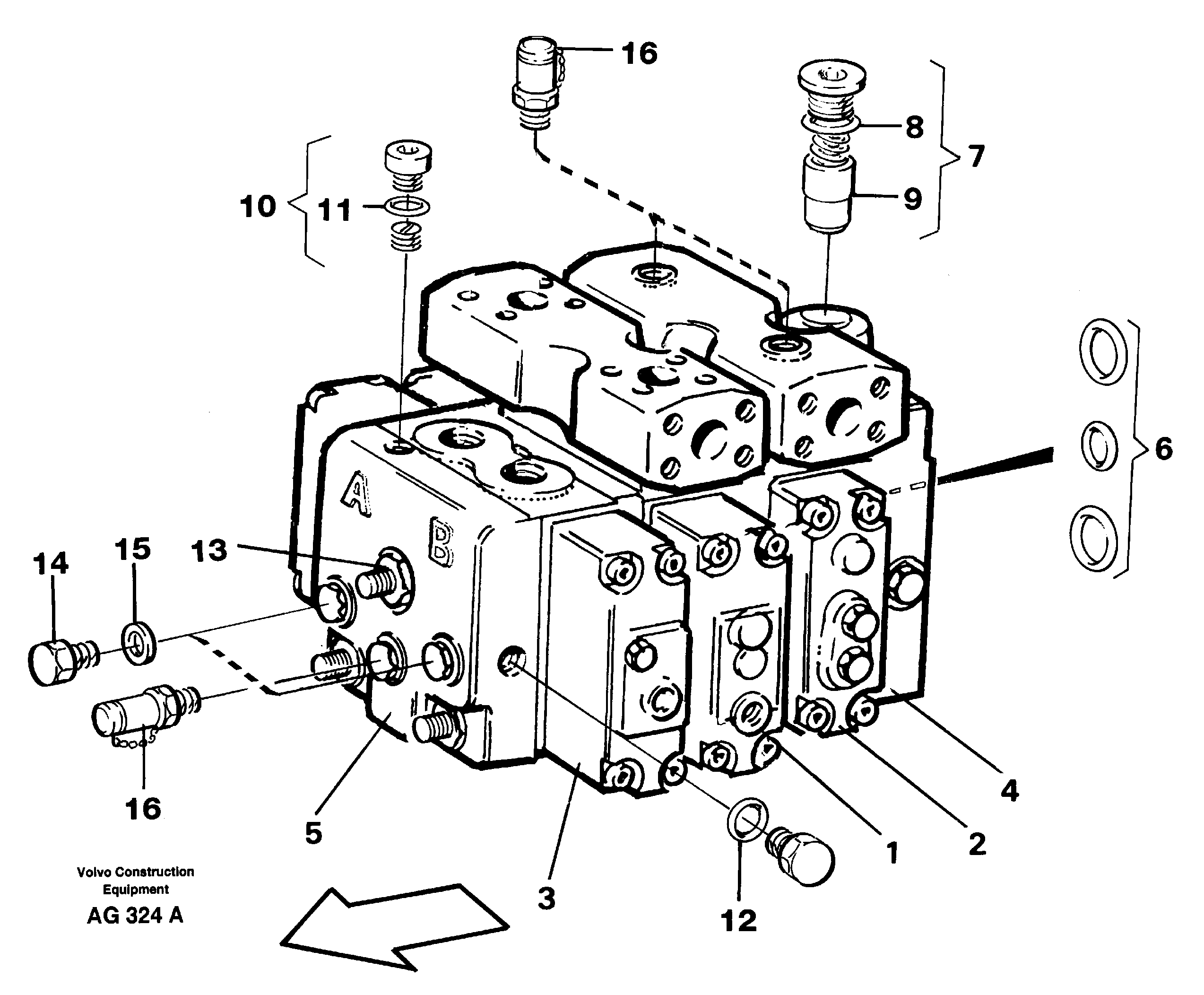Схема запчастей Volvo L50C - 26434 Hydraulic valve L50B/L50C VOLVO BM VOLVO BM L50B/L50C SER NO - 10966