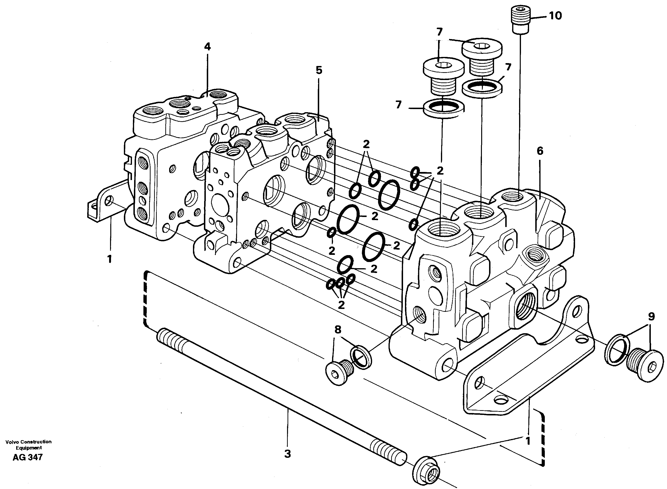 Схема запчастей Volvo L50C - 29807 Valve section with assembly parts L50B/L50C VOLVO BM VOLVO BM L50B/L50C SER NO - 10966