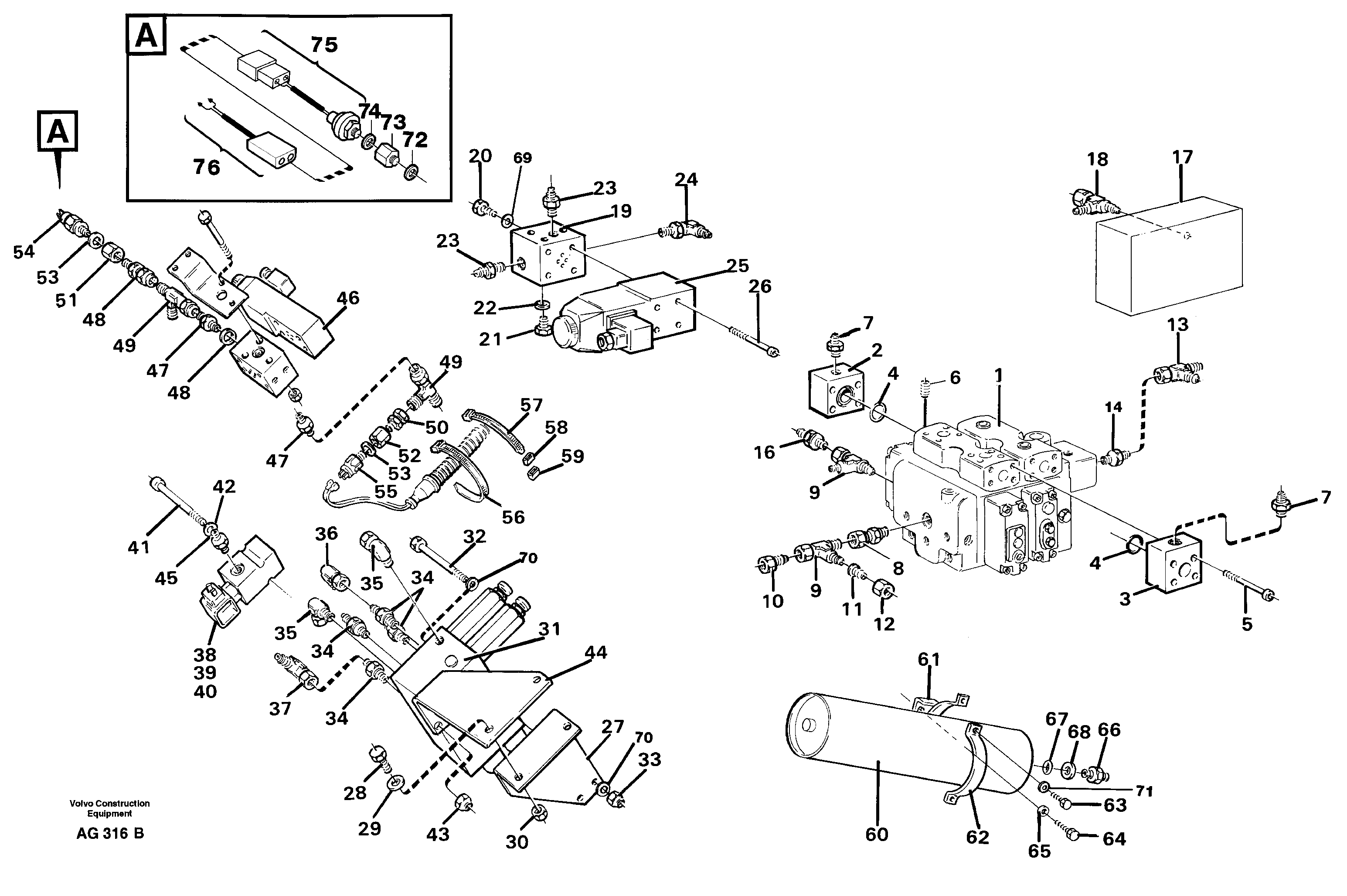 Схема запчастей Volvo L50C - 66379 Boom suspension system, valves and nipples L50B/L50C VOLVO BM VOLVO BM L50B/L50C SER NO - 10966