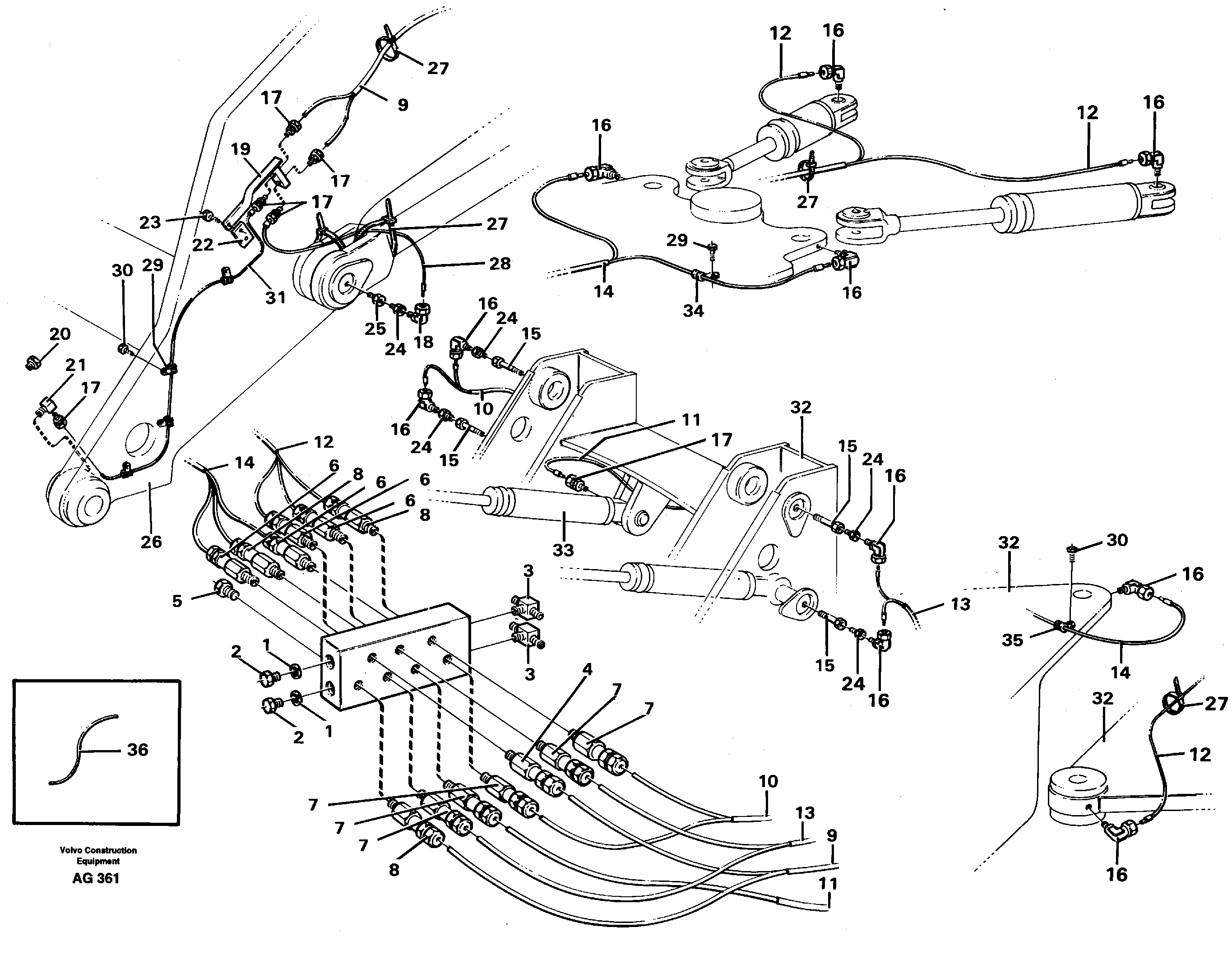 Схема запчастей Volvo L50C - 69505 Distribution block, B1 L50B/L50C VOLVO BM VOLVO BM L50B/L50C SER NO - 10966