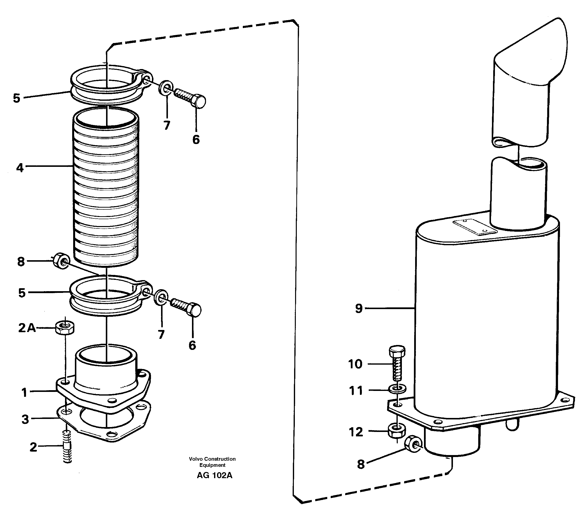 Схема запчастей Volvo L50C - 29687 Выхлопная система L50B/L50C VOLVO BM VOLVO BM L50B/L50C SER NO - 10966