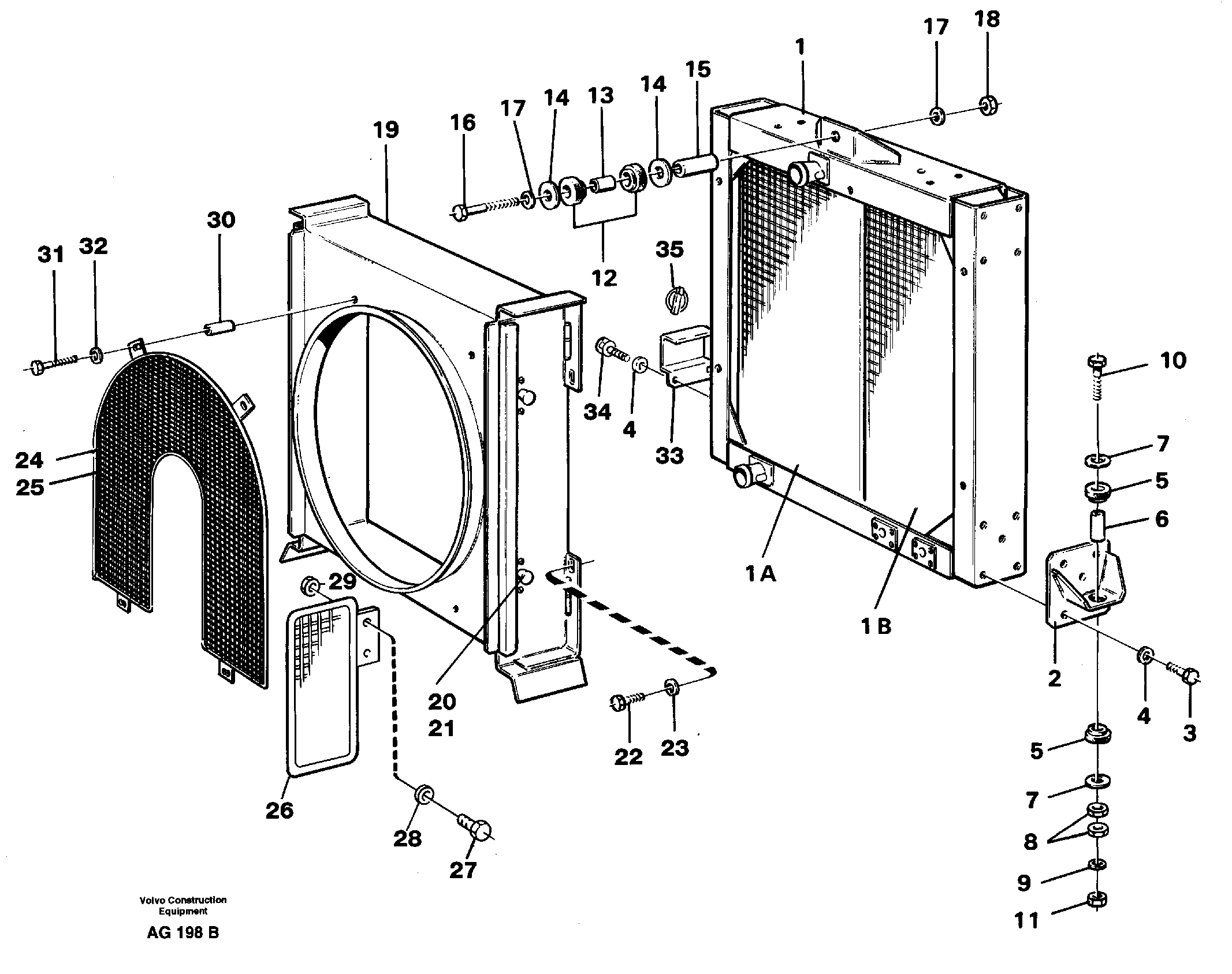 Схема запчастей Volvo L50C - 41371 Radiator, fitting L50B/L50C VOLVO BM VOLVO BM L50B/L50C SER NO - 10966
