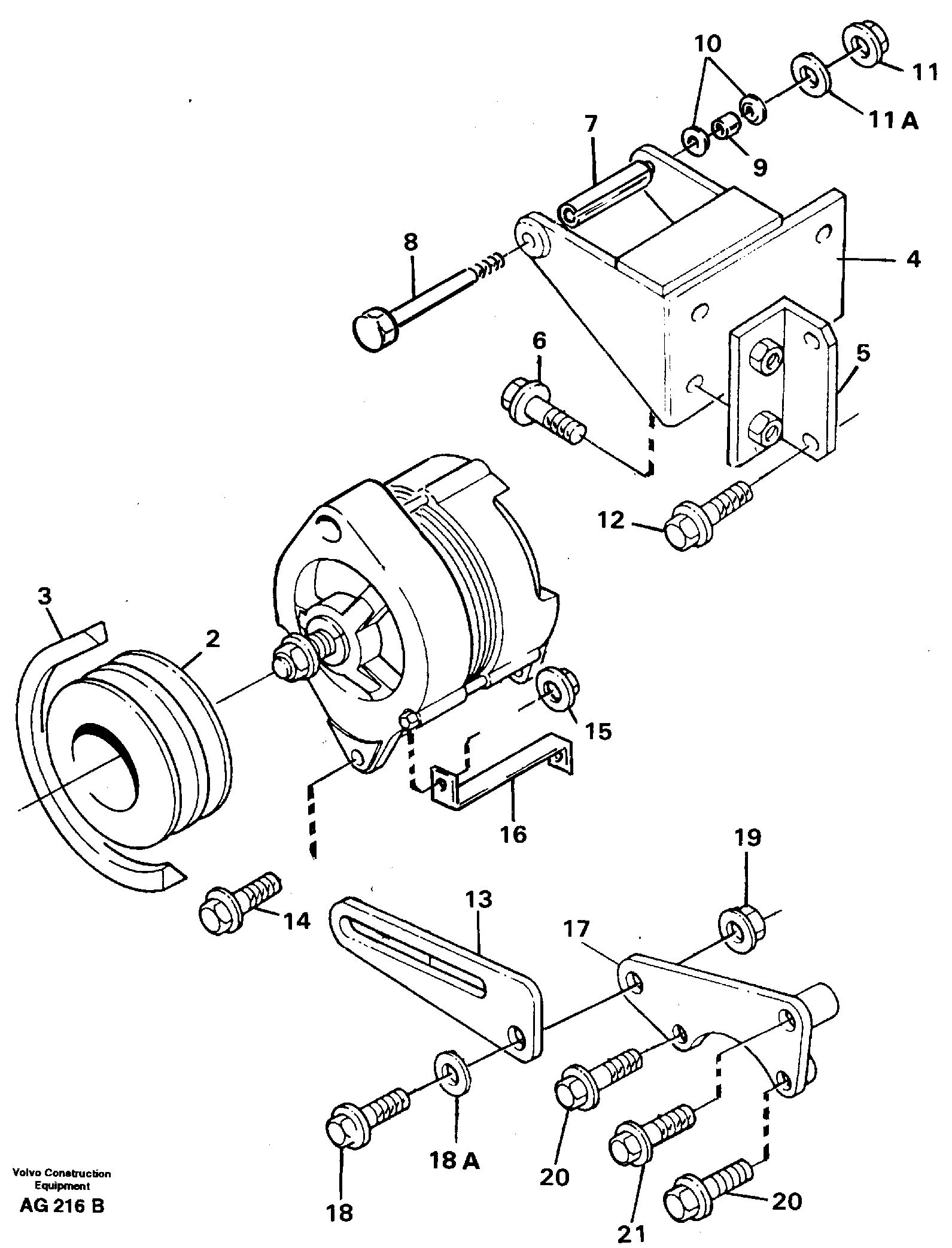 Схема запчастей Volvo L50C - 54933 Alternator Mounting L50B/L50C VOLVO BM VOLVO BM L50B/L50C SER NO - 10966