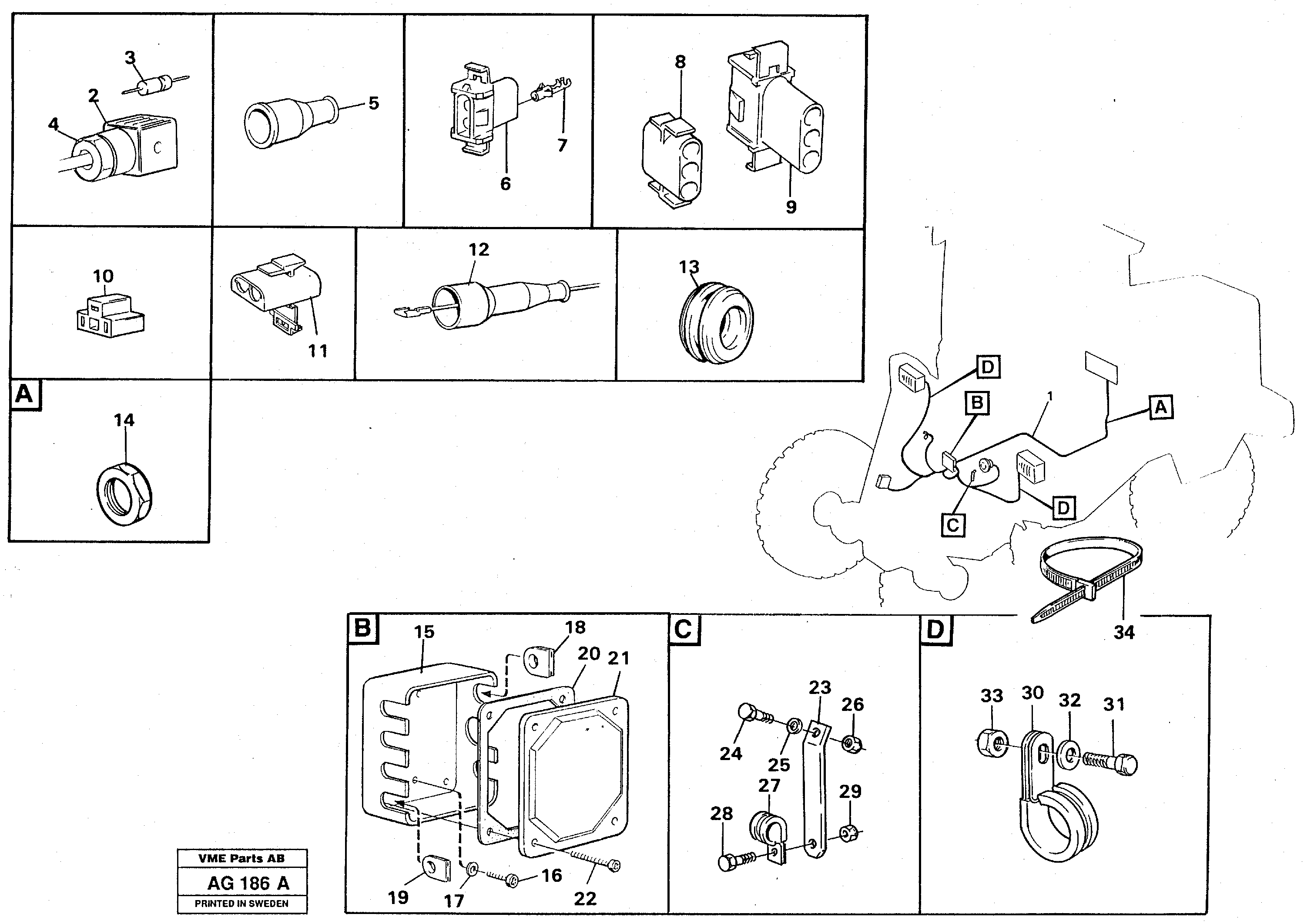 Схема запчастей Volvo L50C - 24526 Cable harness Front L50B/L50C VOLVO BM VOLVO BM L50B/L50C SER NO - 10966