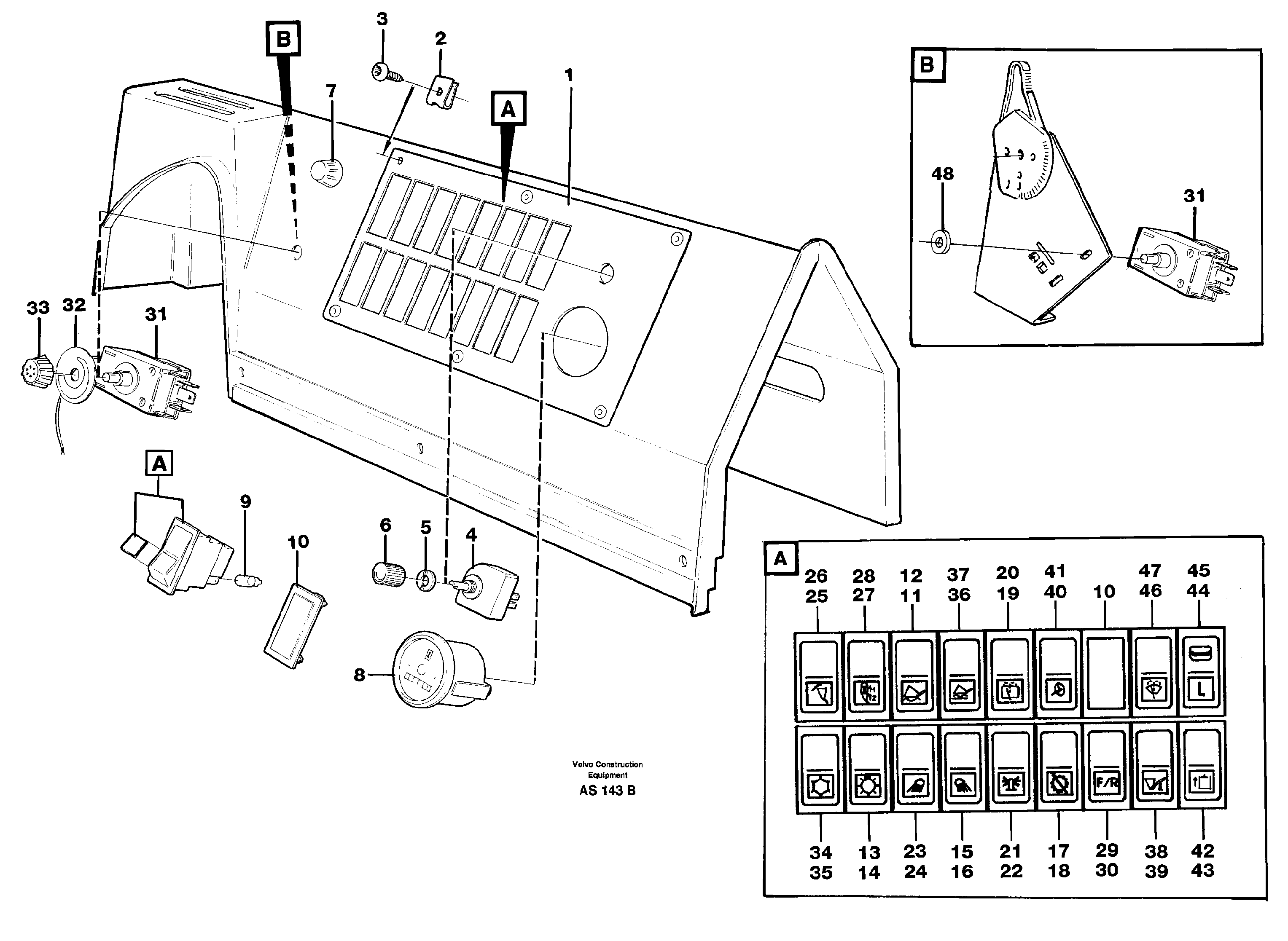 Схема запчастей Volvo L70C - 66875 Switch panel L70C SER NO 13116-, SER NO BRAZIL 70007-