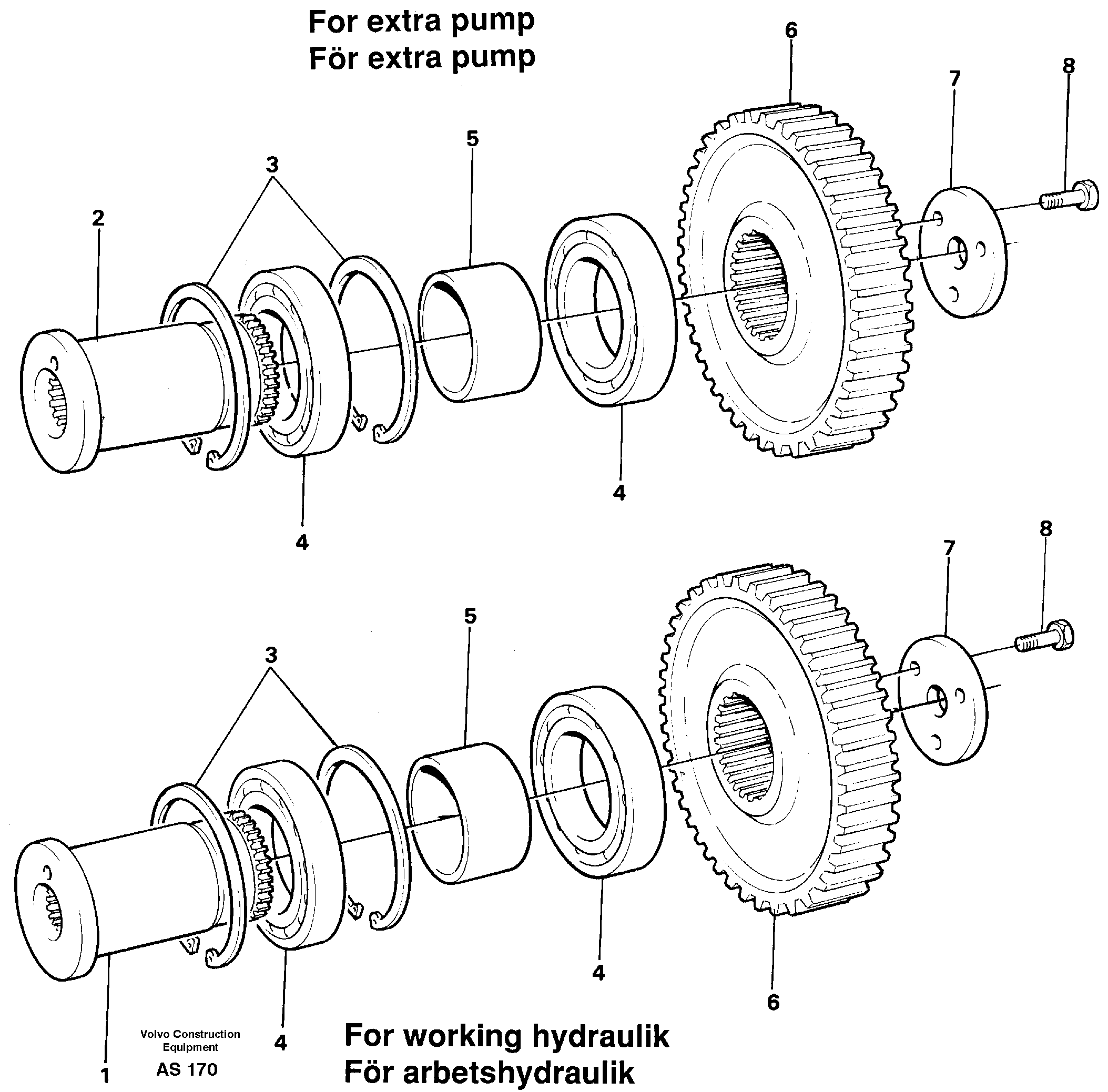 Схема запчастей Volvo L70C - 15936 Pump drive L70C SER NO 13116-, SER NO BRAZIL 70007-