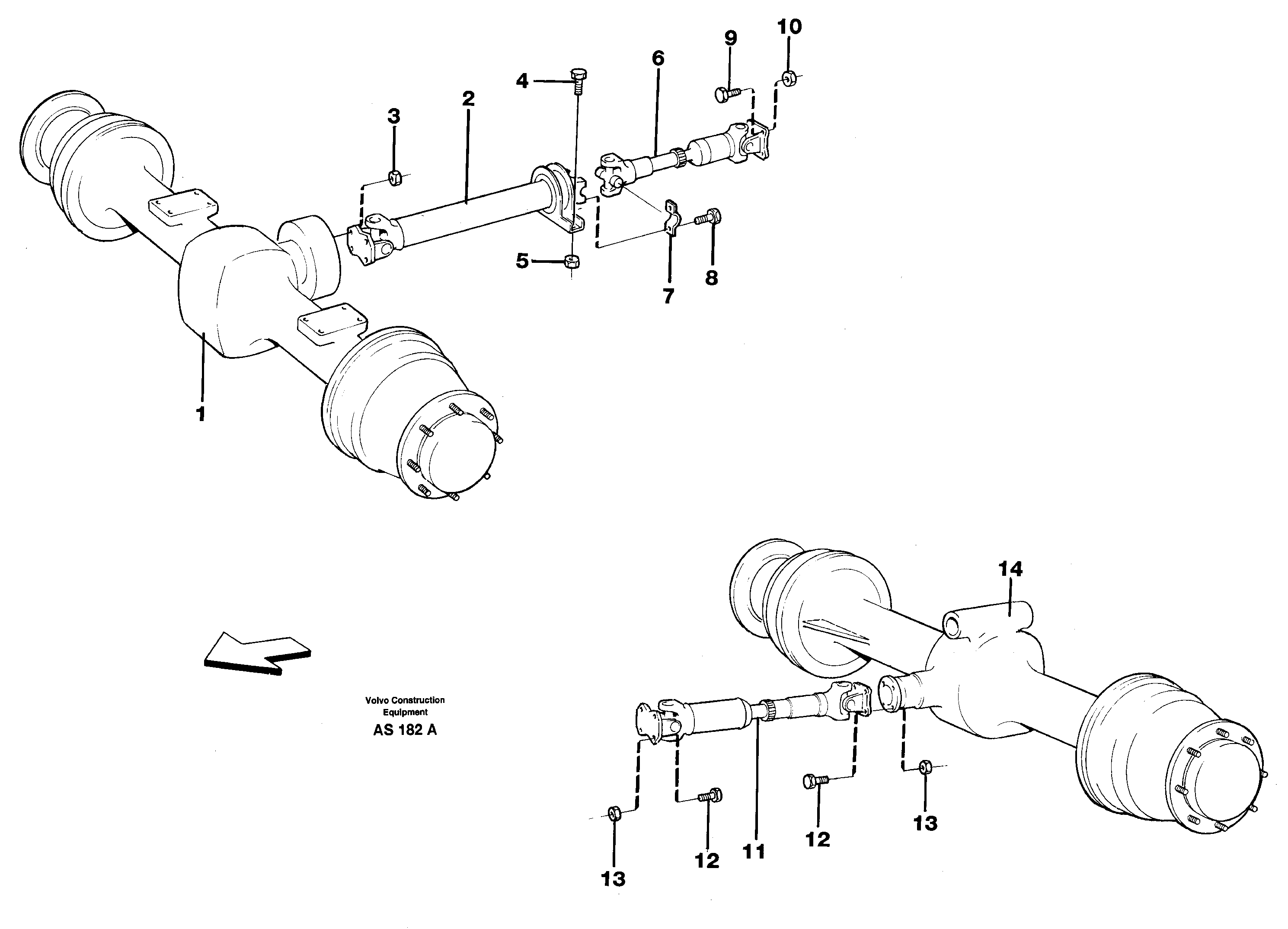 Схема запчастей Volvo L70C - 15938 Propeller shaft, mounting L70C SER NO 13116-, SER NO BRAZIL 70007-