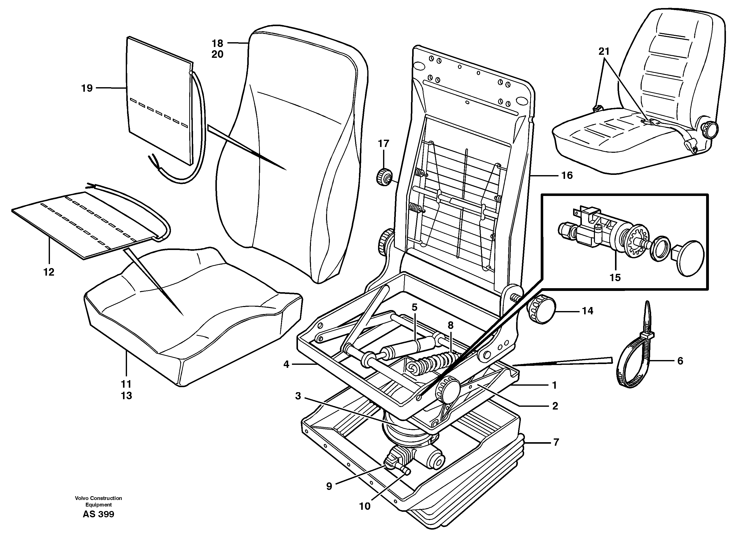 Схема запчастей Volvo L70C - 59356 Drivers seat L70C SER NO 13116-, SER NO BRAZIL 70007-