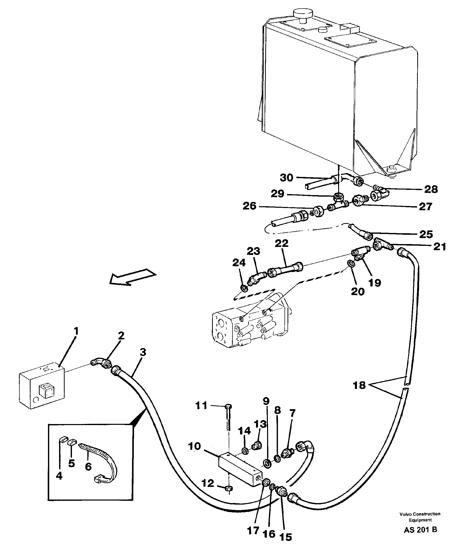 Схема запчастей Volvo L70C - 87295 Hydraulic system: valve block - connection block L70C SER NO 13116-, SER NO BRAZIL 70007-