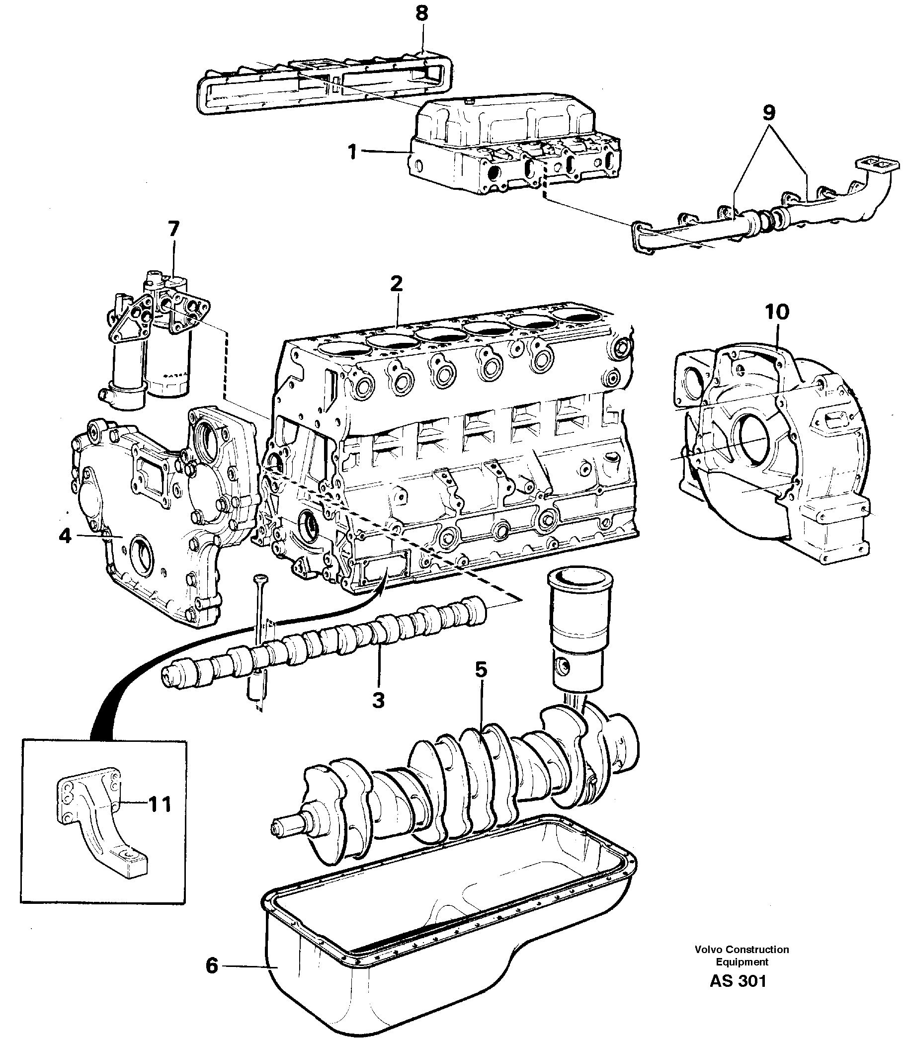 Схема запчастей Volvo L70C - 3687 Engine, assembly L70C SER NO 13116-, SER NO BRAZIL 70007-