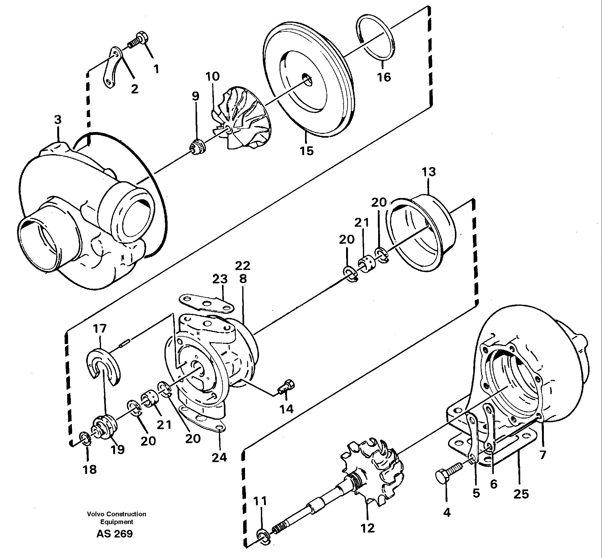 Схема запчастей Volvo L70C - 25200 Турбокомпрессор (турбина) L70C SER NO 13116-, SER NO BRAZIL 70007-