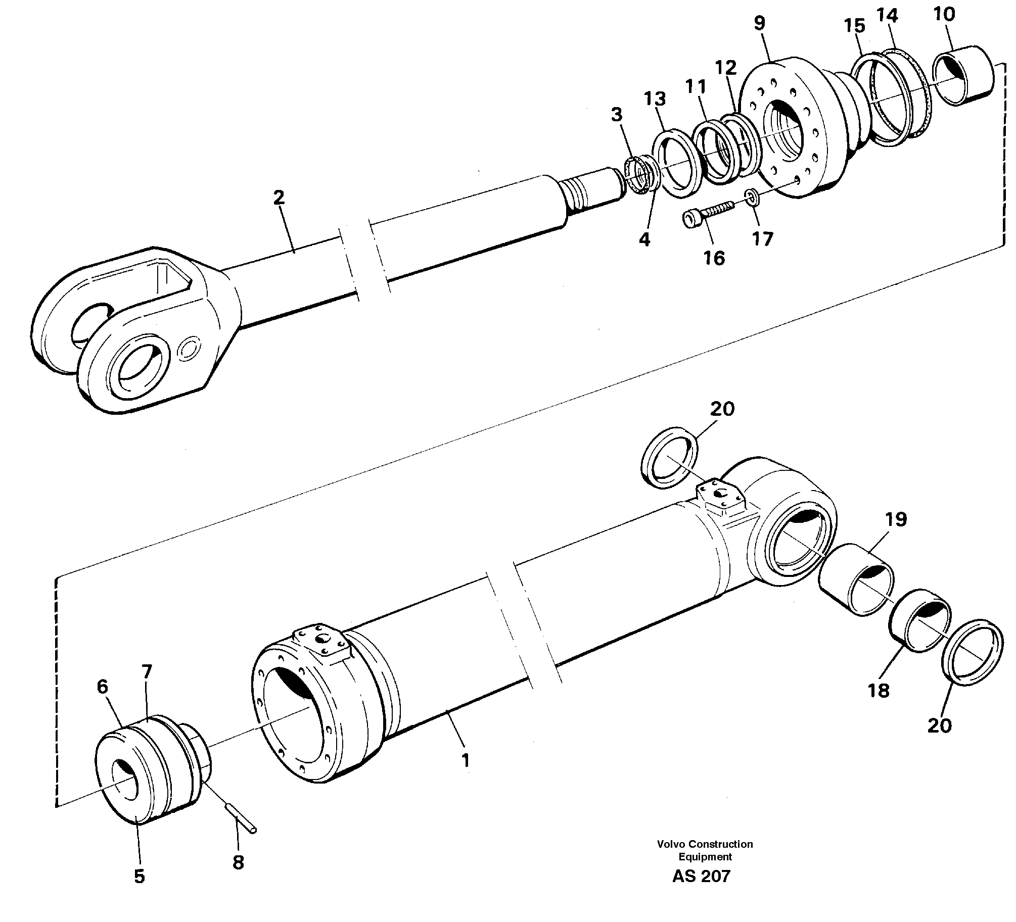 Схема запчастей Volvo L70C - 19690 Гидроцилиндр (цилиндр) подъемный L70C SER NO 13116-, SER NO BRAZIL 70007-
