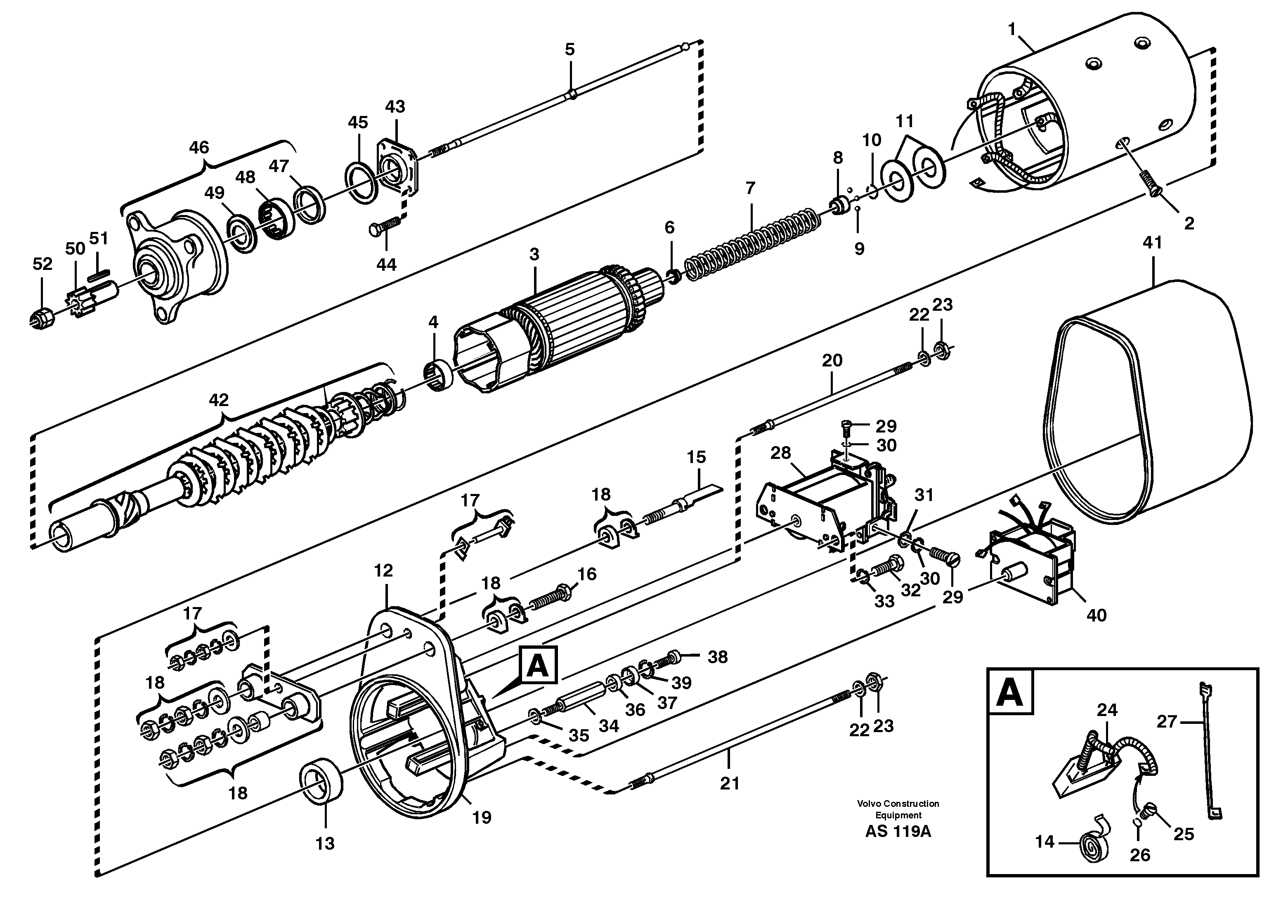 Схема запчастей Volvo L70C - 25025 Starter motor L70C SER NO 13116-, SER NO BRAZIL 70007-