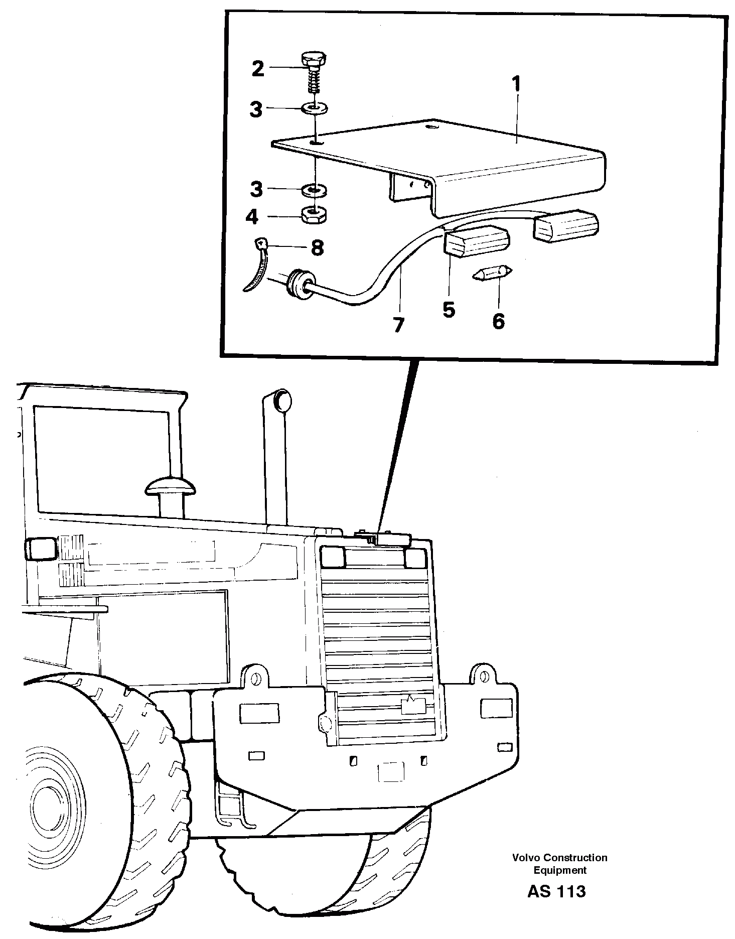 Схема запчастей Volvo L70C - 85425 License plate lamp L70C SER NO 13116-, SER NO BRAZIL 70007-