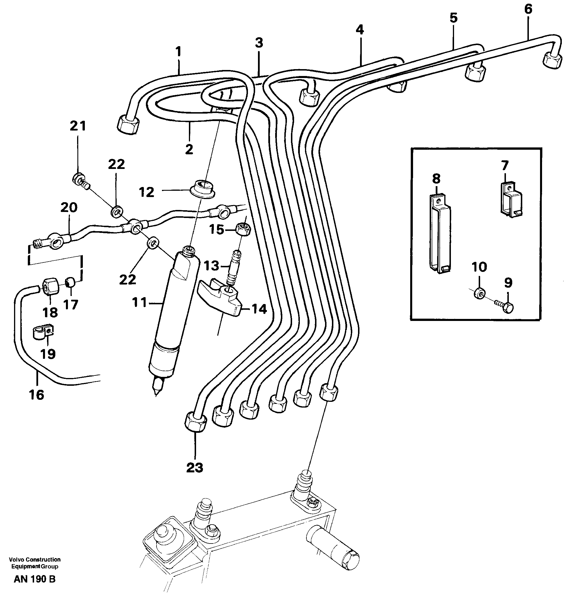 Схема запчастей Volvo L90C - 38695 Fuel lines, injectors L90C VOLVO BM VOLVO BM L90C SER NO - 14304