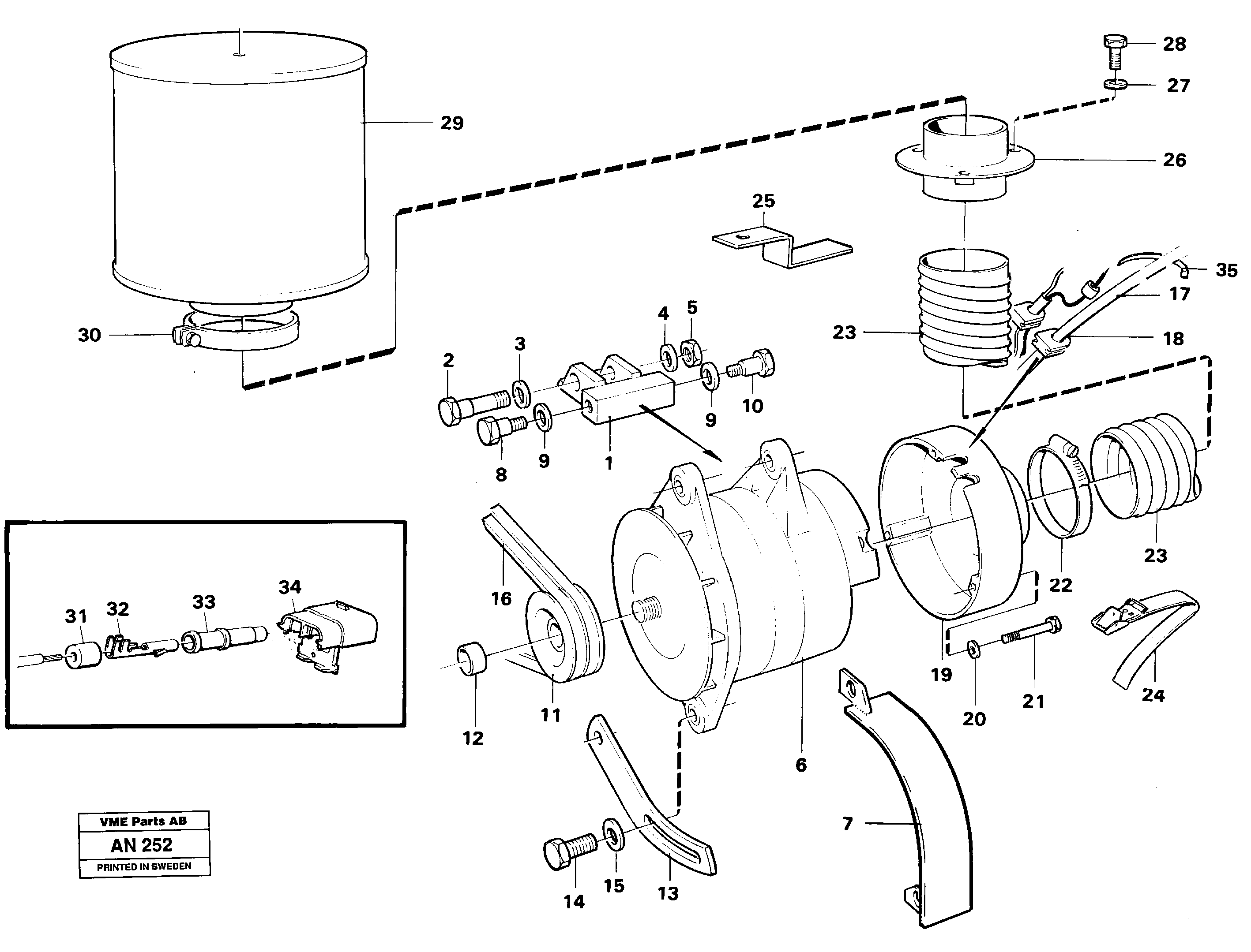 Схема запчастей Volvo L90C - 22153 Brushles alternator 50a L90C VOLVO BM VOLVO BM L90C SER NO - 14304