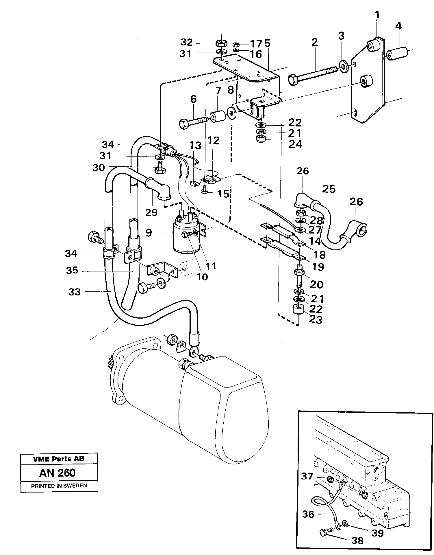 Схема запчастей Volvo L90C - 27872 Starter element with fitting parts L90C VOLVO BM VOLVO BM L90C SER NO - 14304