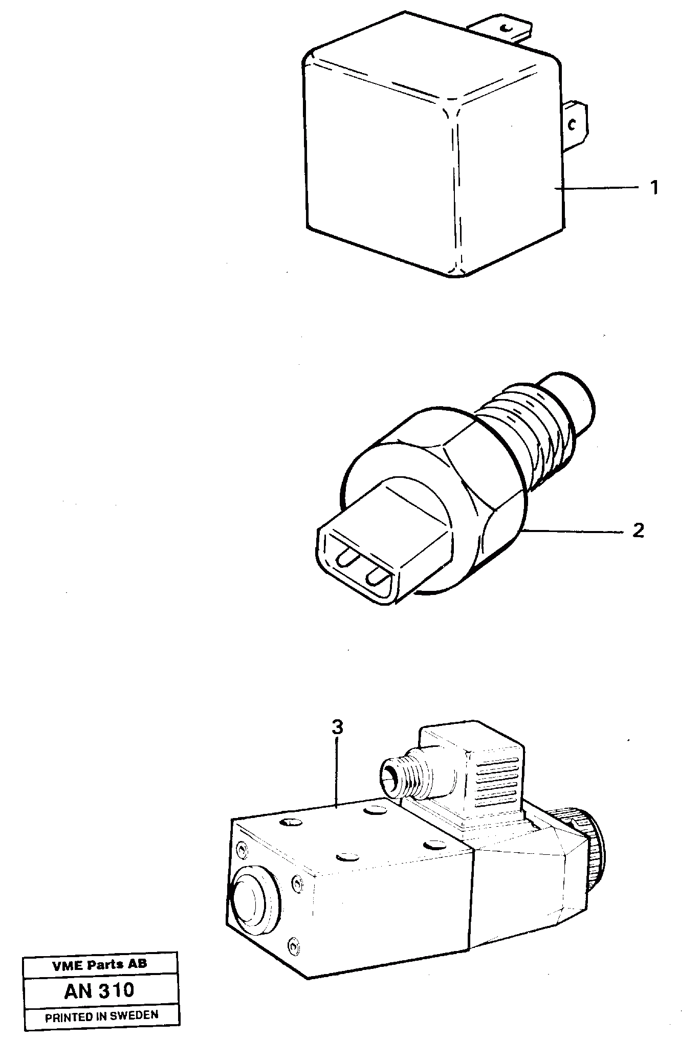 Схема запчастей Volvo L90C - 96883 Relays, sensors and soleniod valves referens list L90C VOLVO BM VOLVO BM L90C SER NO - 14304