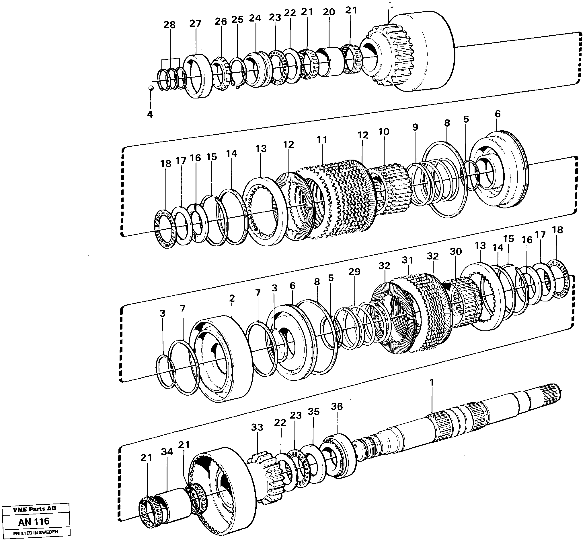 Схема запчастей Volvo L90C - 32146 Clutches 3:rd and 4:th speeds L90C VOLVO BM VOLVO BM L90C SER NO - 14304