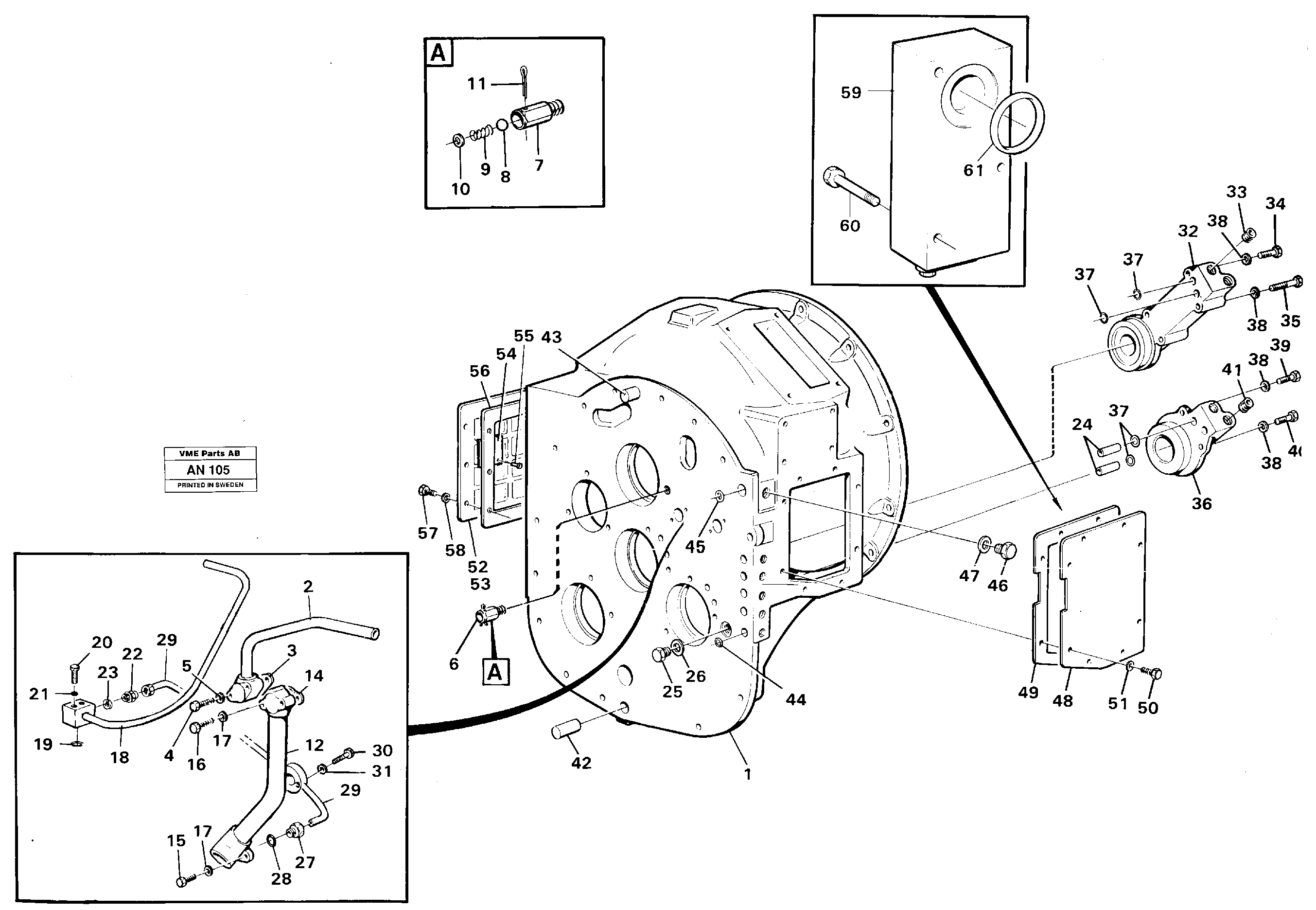 Схема запчастей Volvo L90C - 98940 Converter housing with assembly parts L90C VOLVO BM VOLVO BM L90C SER NO - 14304
