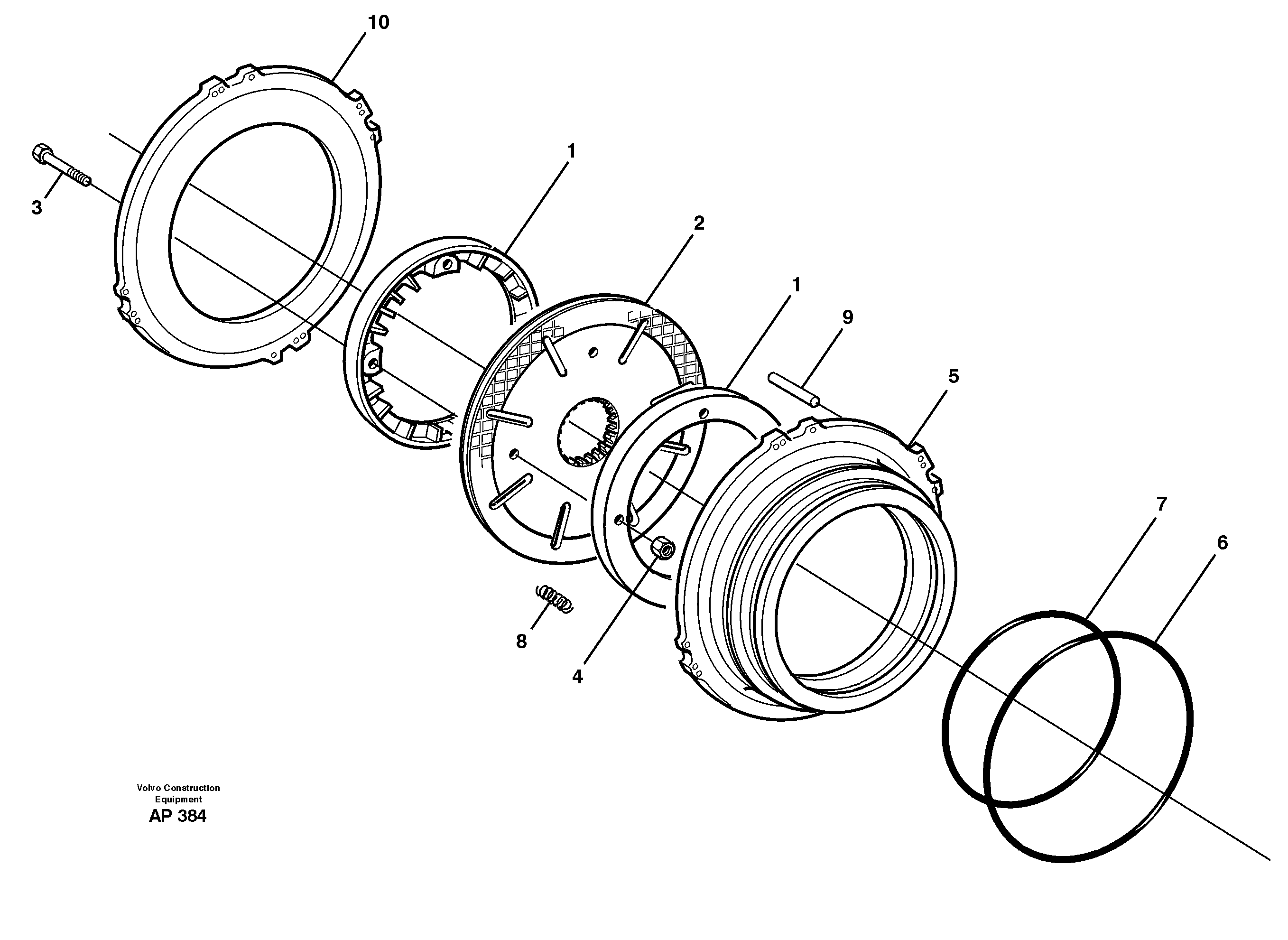 Схема запчастей Volvo L120C - 66923 Multi-disc brake, front L120C VOLVO BM VOLVO BM L120C SER NO - 11318