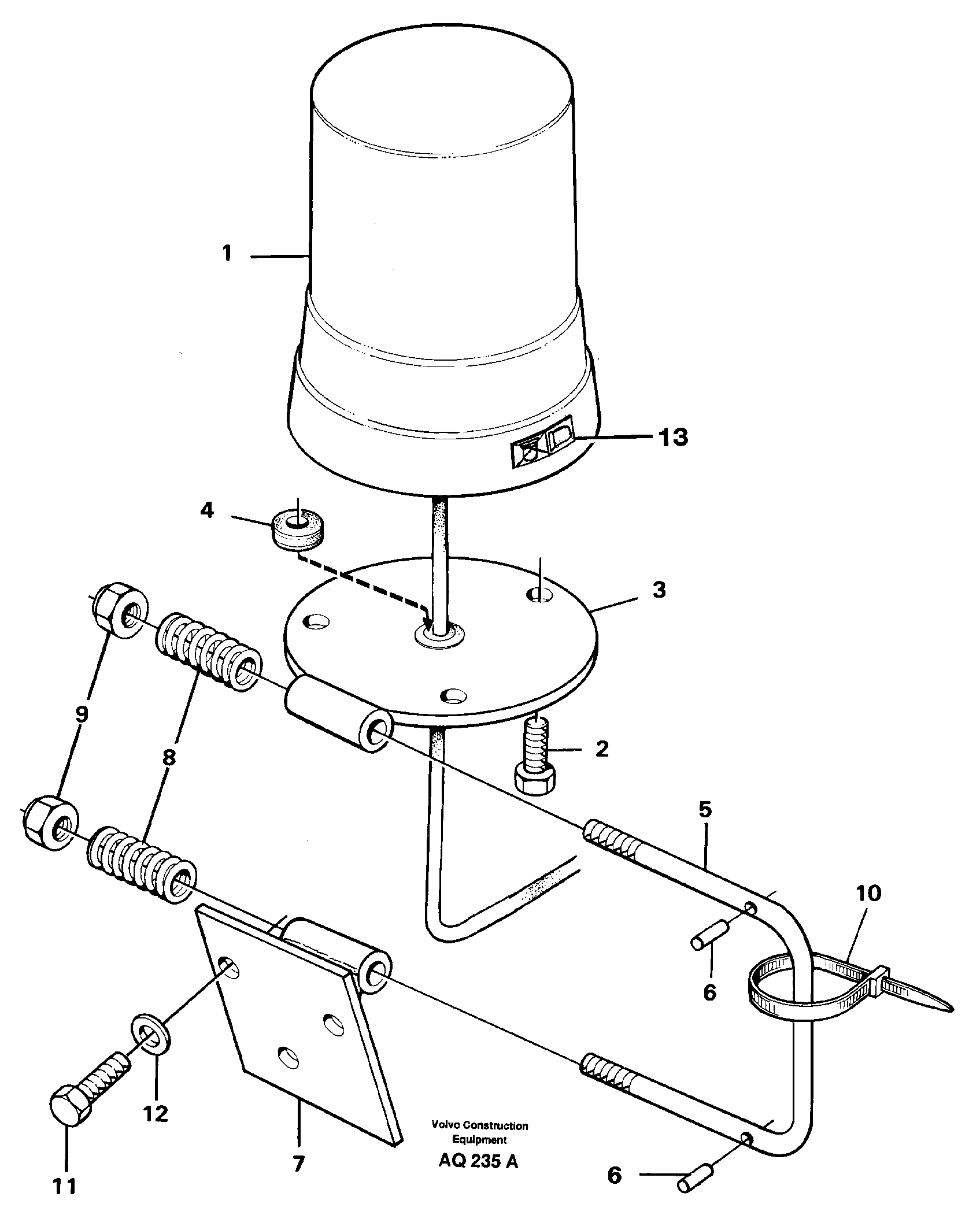 Схема запчастей Volvo L120C - 23889 Rotating beacon L120C S/N 11319-SWE, S/N 61677-USA, S/N 70075-BRA