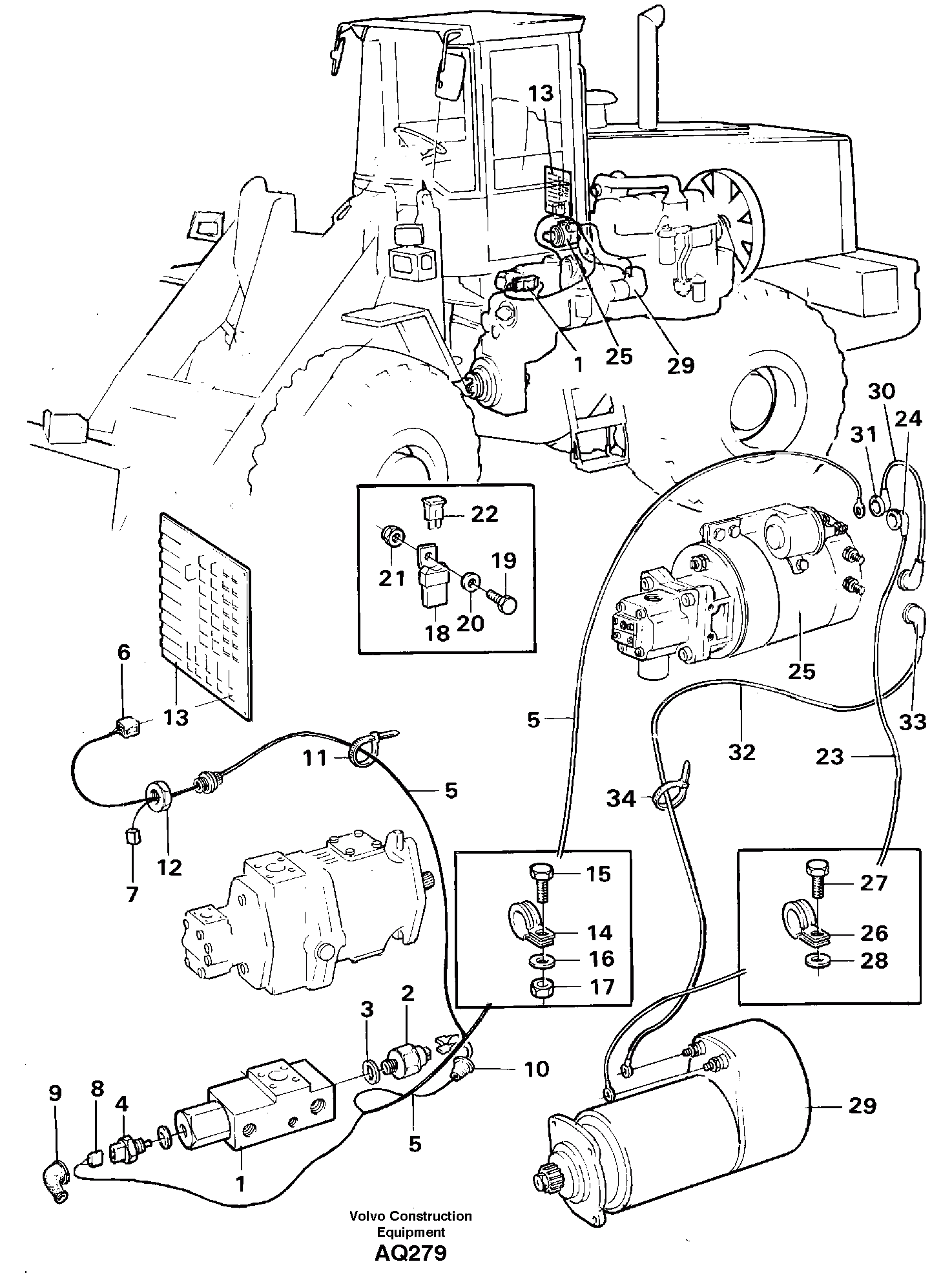 Схема запчастей Volvo L120C - 59627 Cable harness secondary steering system L120C S/N 11319-SWE, S/N 61677-USA, S/N 70075-BRA