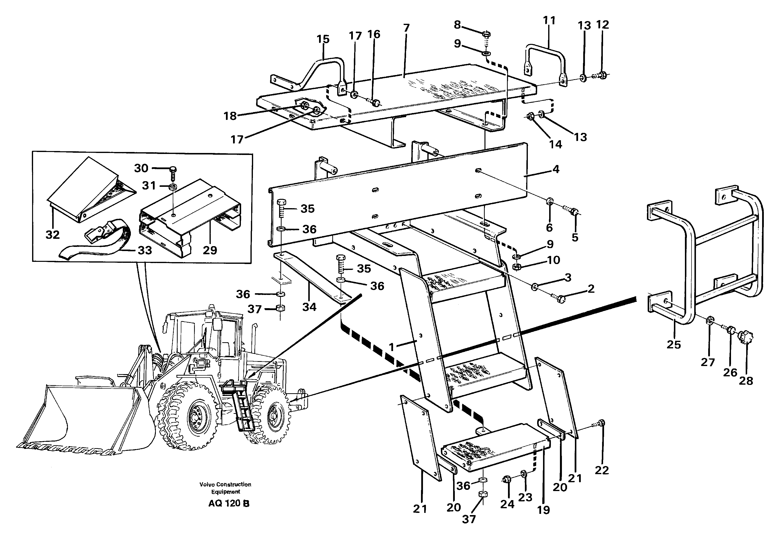 Схема запчастей Volvo L120C - 59733 Foot step L120C S/N 11319-SWE, S/N 61677-USA, S/N 70075-BRA