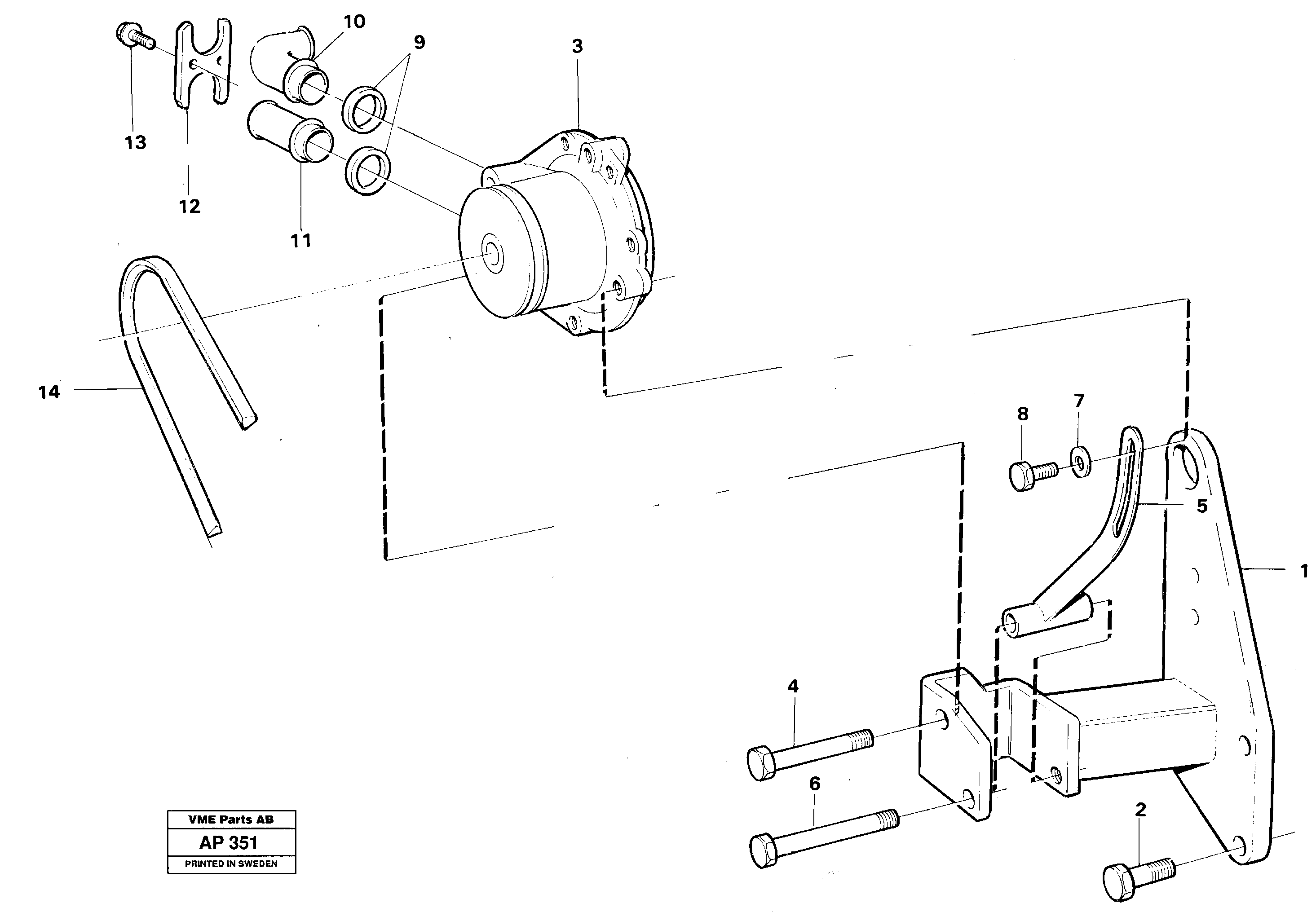 Схема запчастей Volvo L120C - 78383 Waterpump, assembly L120C VOLVO BM VOLVO BM L120C SER NO - 11318