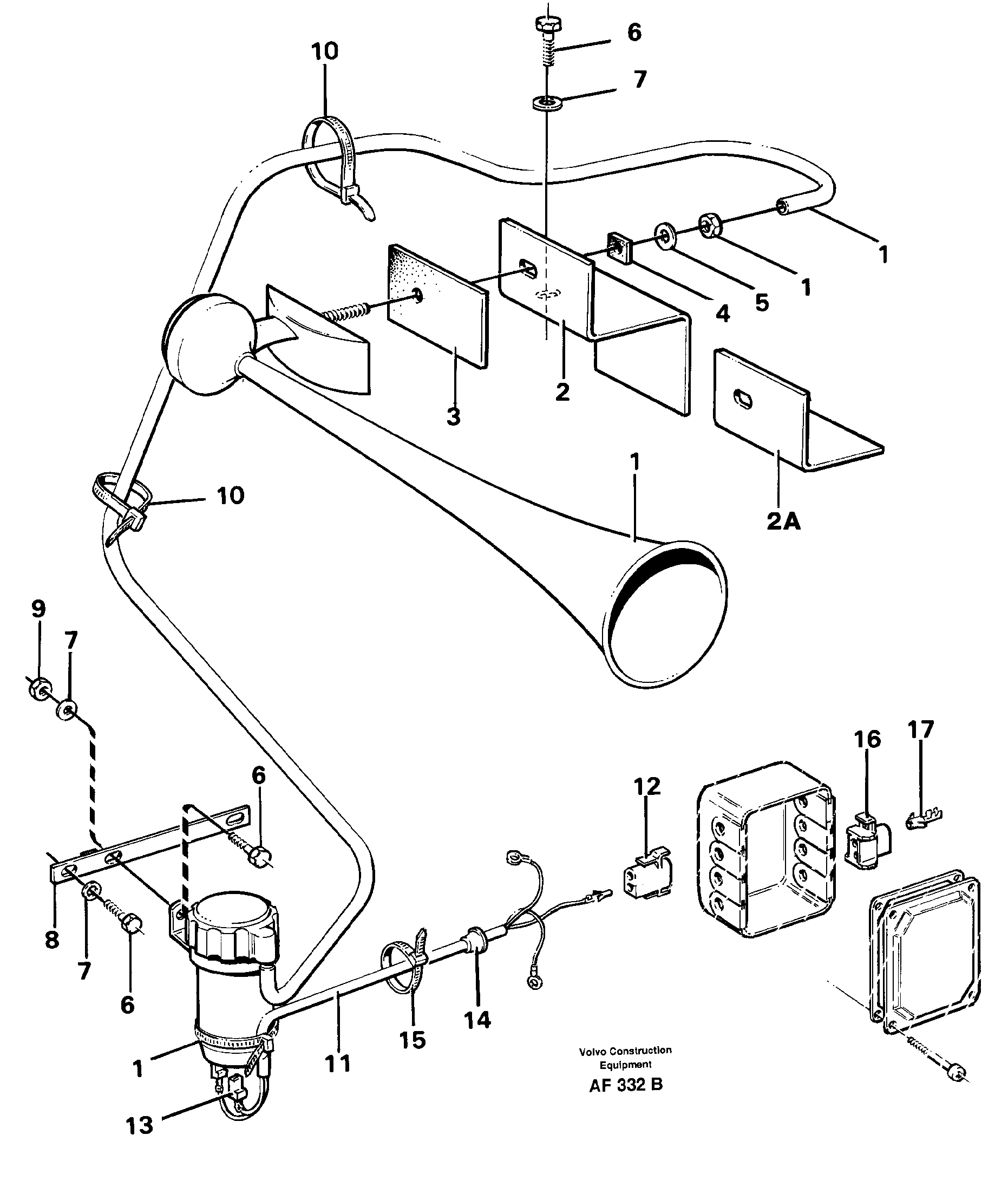 Схема запчастей Volvo L150C - 45564 Loud tone horn L150/L150C VOLVO BM VOLVO BM L150/L150C SER NO - 2767/- 60708