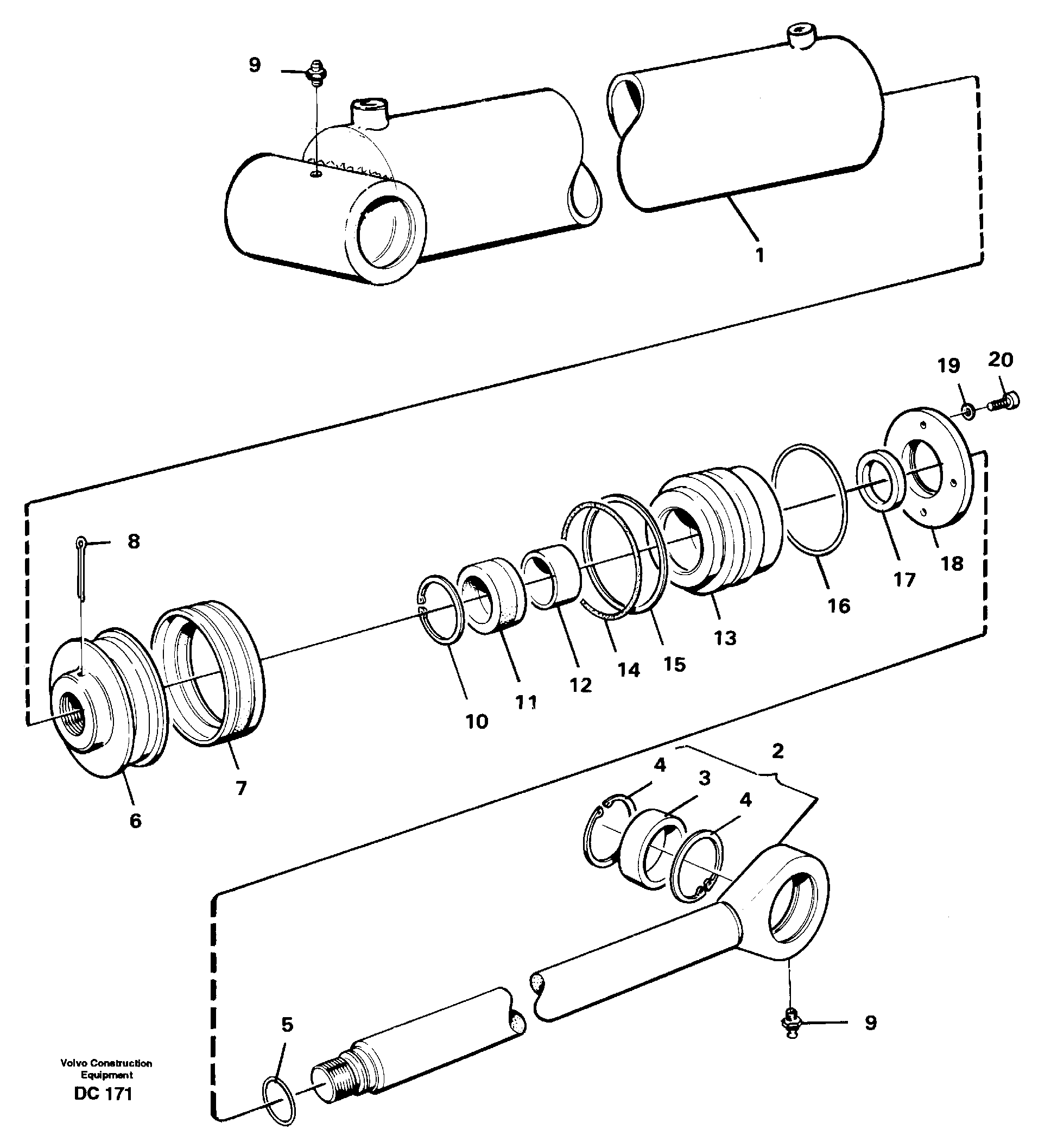 Схема запчастей Volvo L150C - 40114 Гидроцилиндр ATTACHMENTS ATTACHMENTS WHEEL LOADERS GEN. - C