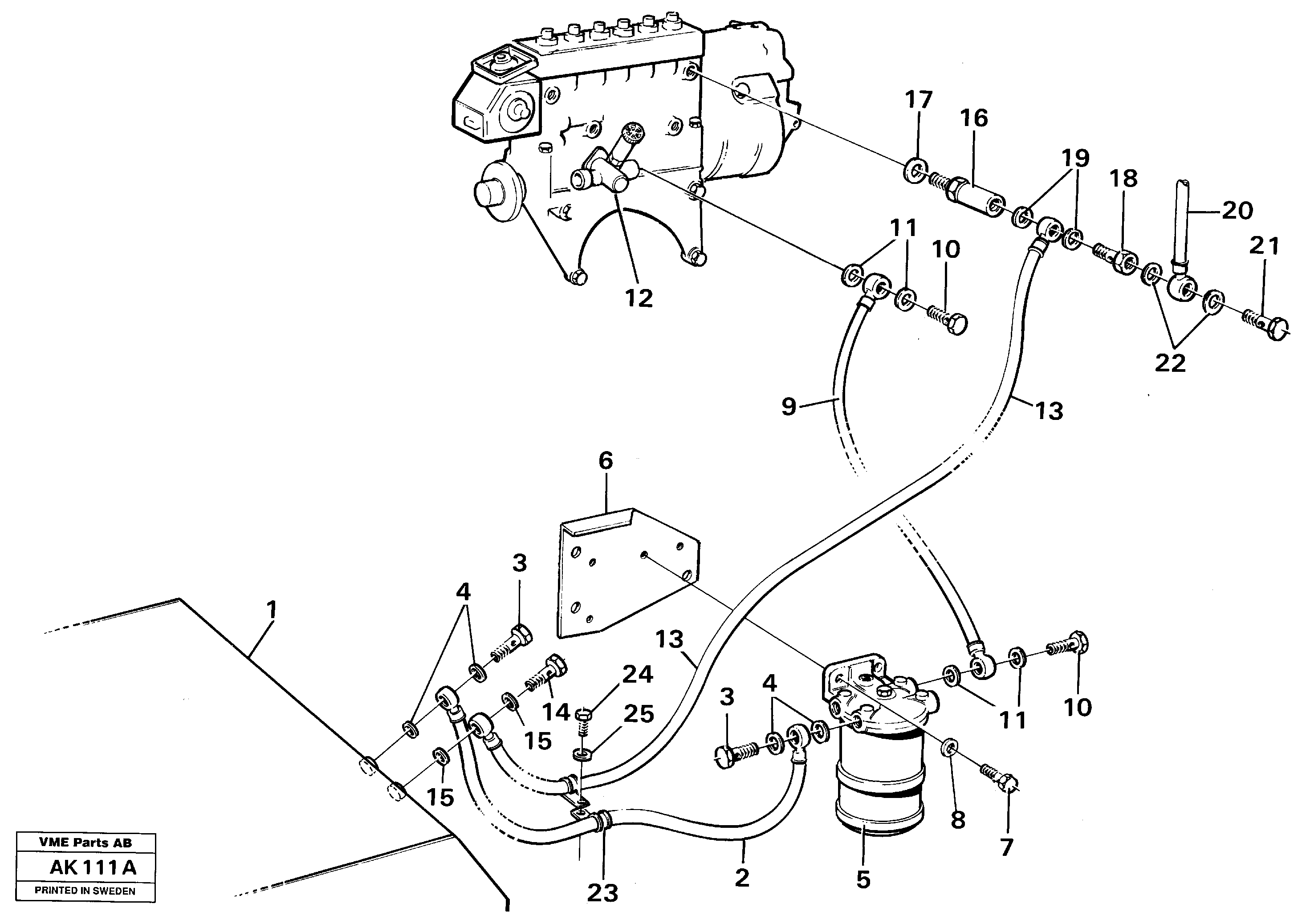 Схема запчастей Volvo L180C - 16797 Fuel pipes, fuel tank - injection pump L180/L180C VOLVO BM VOLVO BM L180/L180C SER NO -2532 / -60469 USA