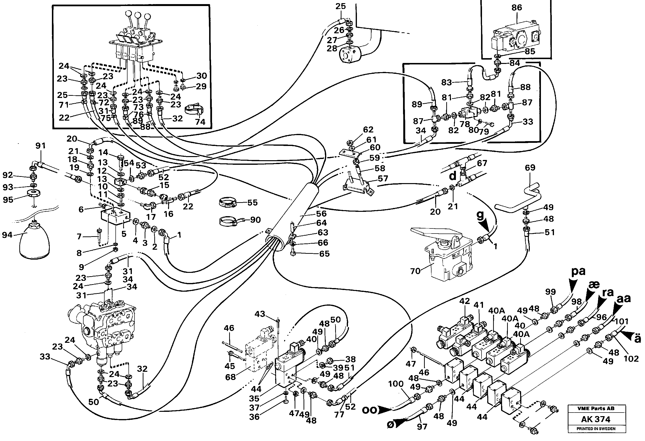 Схема запчастей Volvo L180C - 66374 Servo hydraulics L180/L180C VOLVO BM VOLVO BM L180/L180C SER NO -2532 / -60469 USA