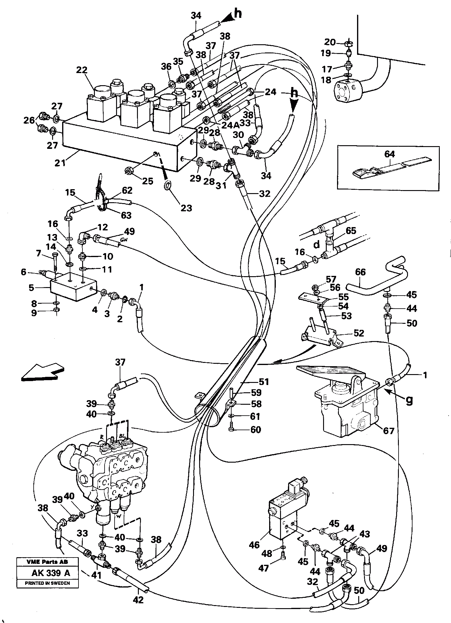 Схема запчастей Volvo L180C - 66375 Servo hydraulics L180/L180C VOLVO BM VOLVO BM L180/L180C SER NO -2532 / -60469 USA