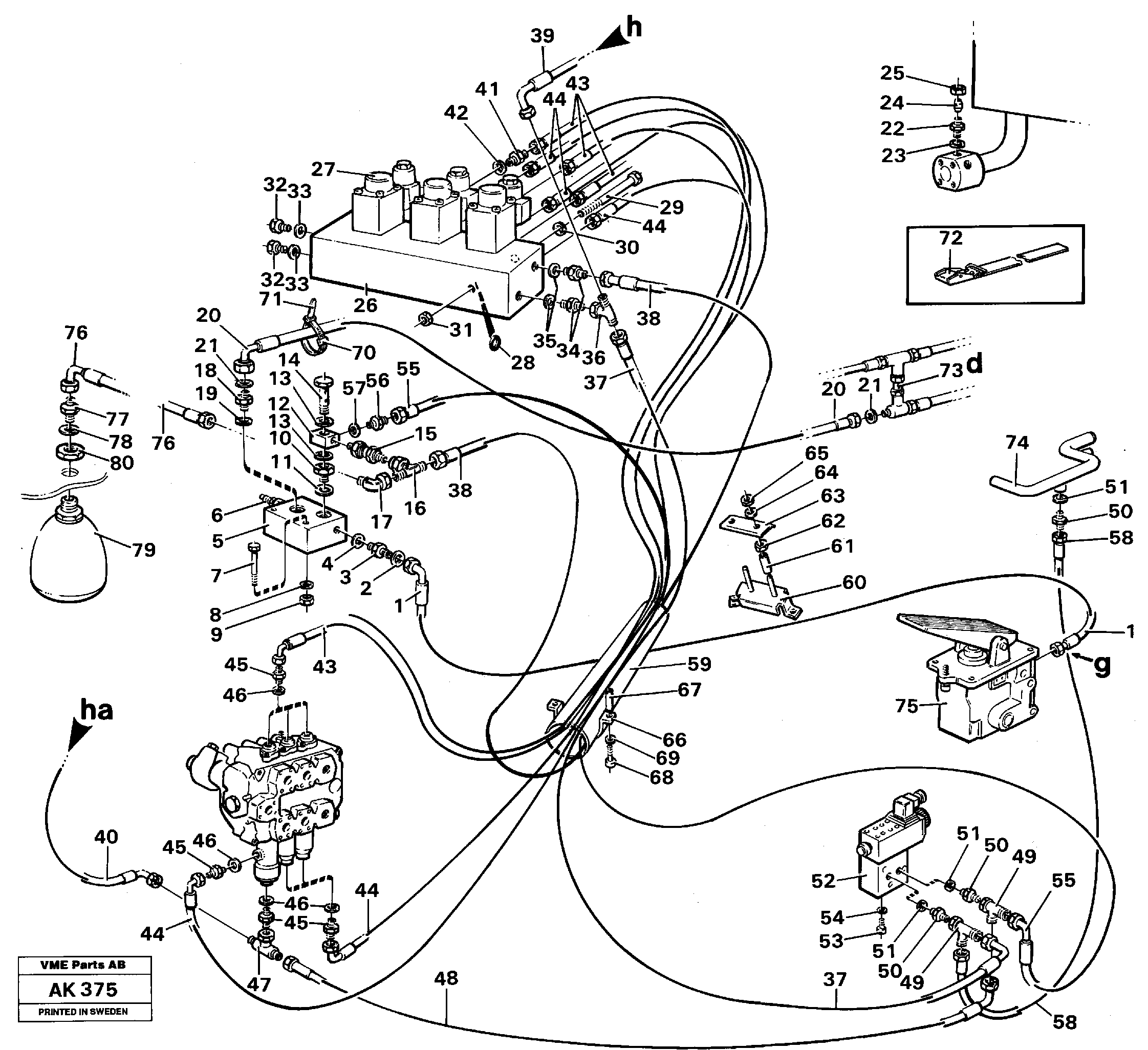 Схема запчастей Volvo L180C - 66376 Servo hydraulics L180/L180C VOLVO BM VOLVO BM L180/L180C SER NO -2532 / -60469 USA