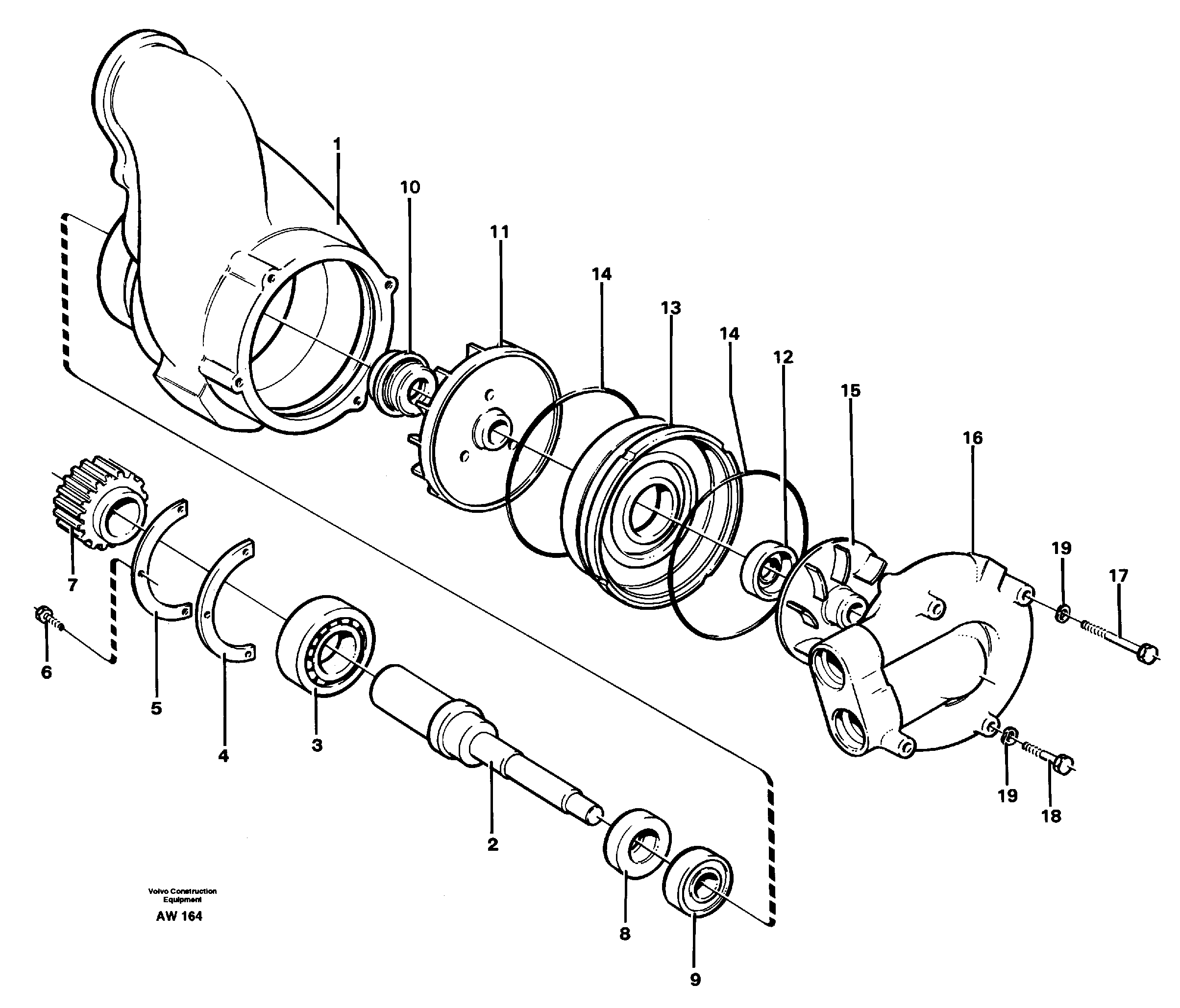 Схема запчастей Volvo L180C - 17618 Водяной насос L180C S/N 2533-SWE, 60465-USA