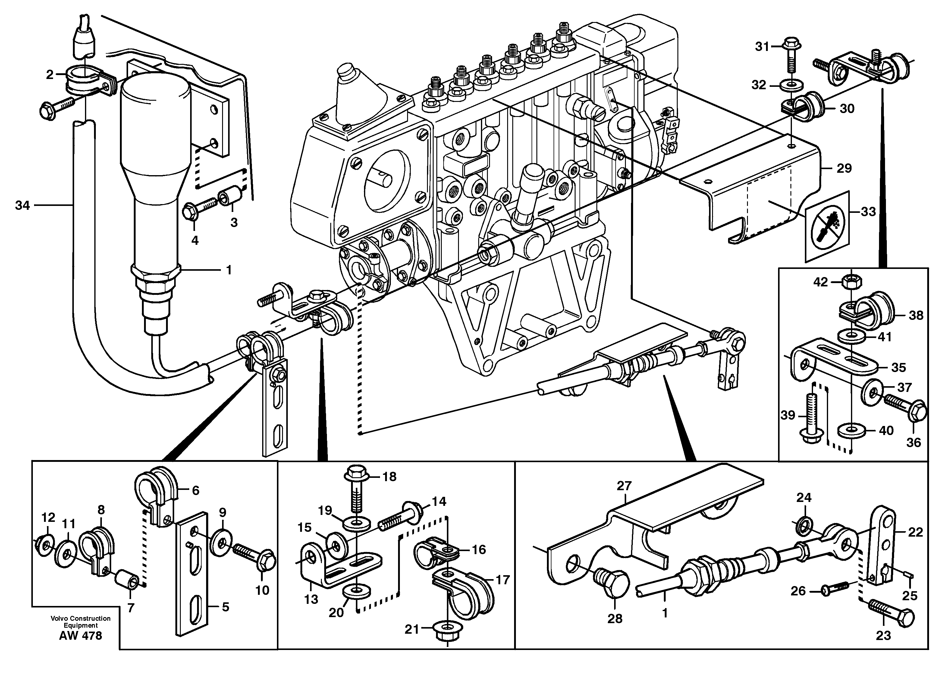 Схема запчастей Volvo L180C - 91068 Stop control L180C S/N 2533-SWE, 60465-USA