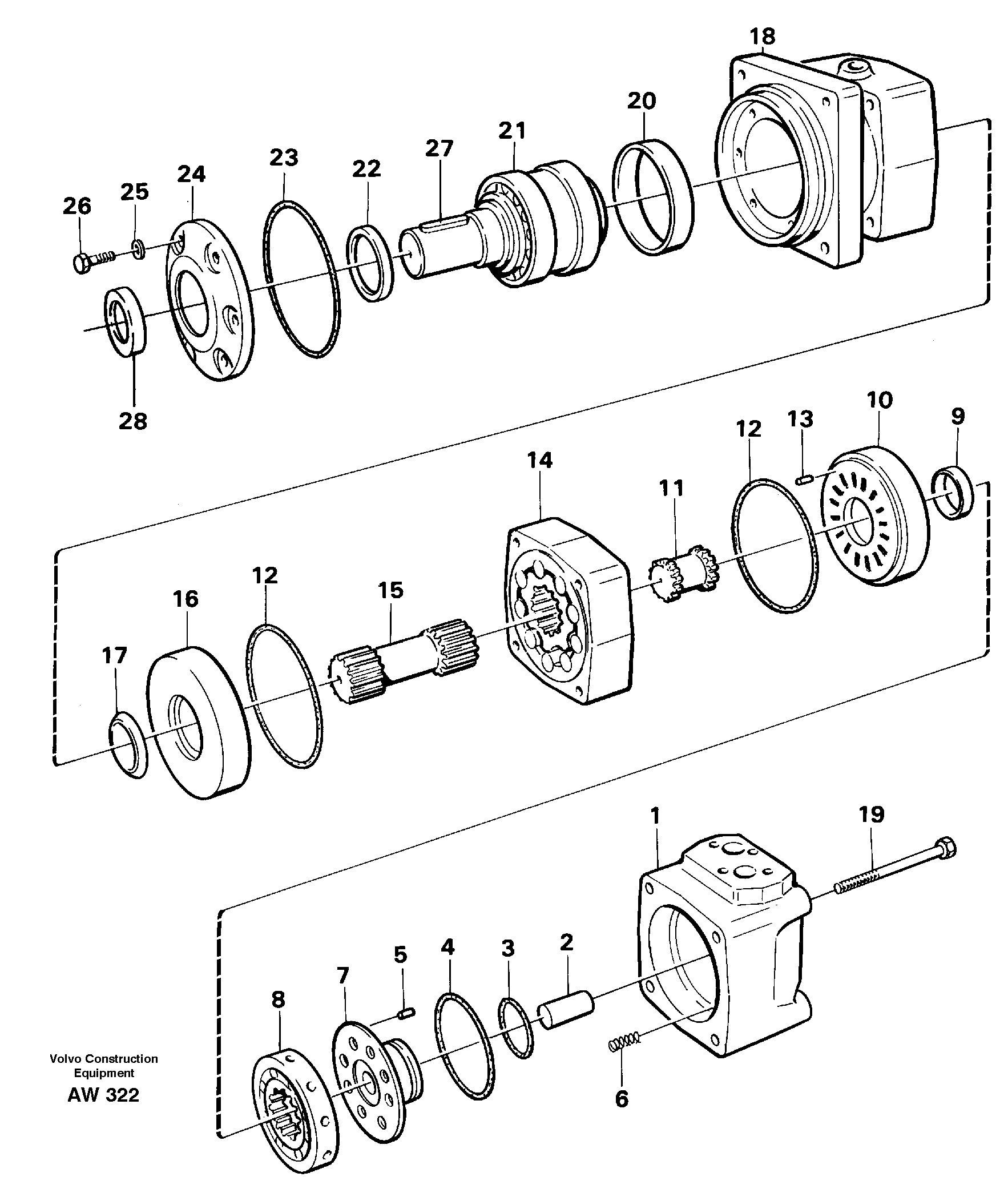 Схема запчастей Volvo L180C - 73212 Hydraulic motor L180C S/N 2533-SWE, 60465-USA