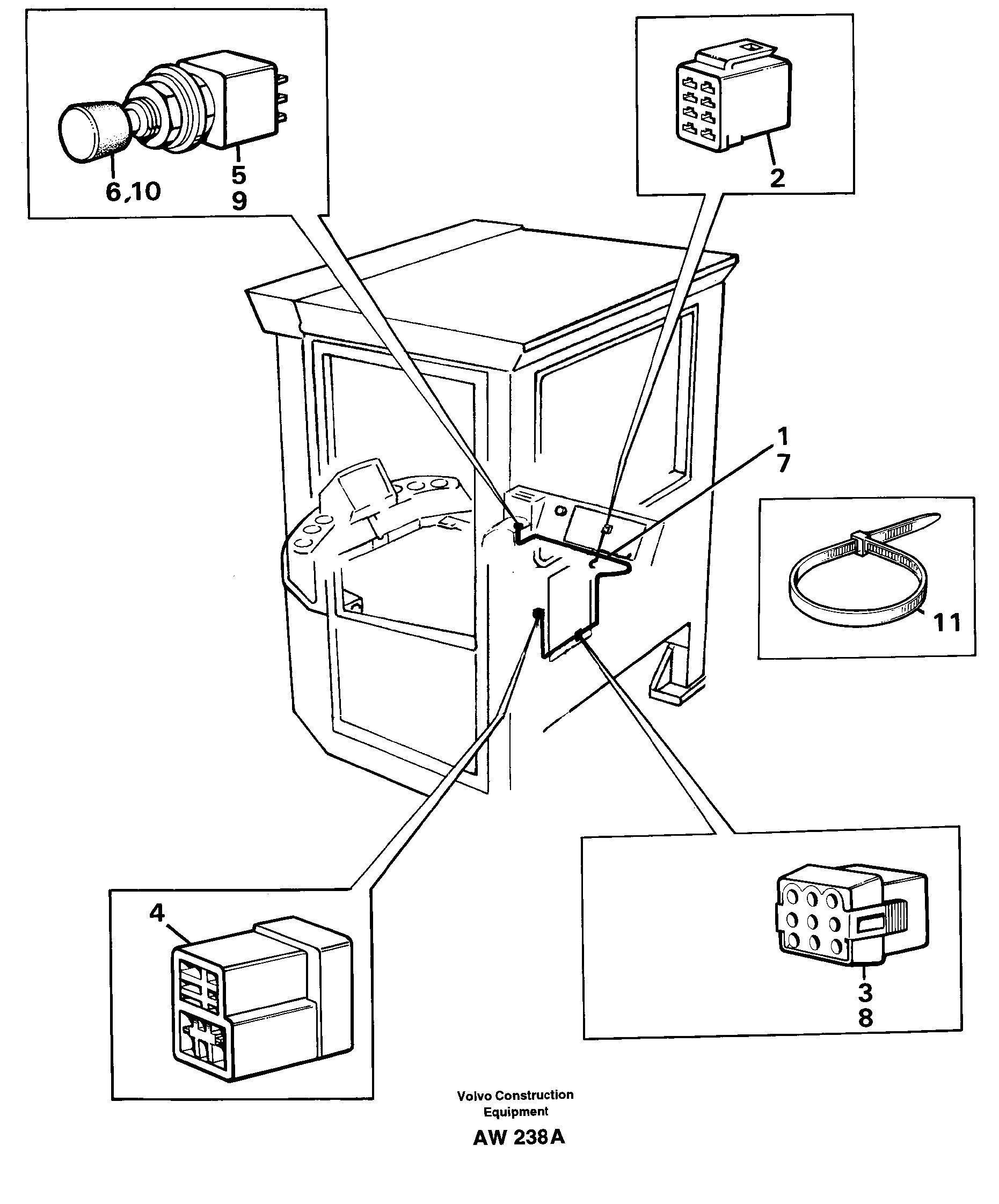 Схема запчастей Volvo L180C - 25734 Cable harness, boom suspension system L180C S/N 2533-SWE, 60465-USA