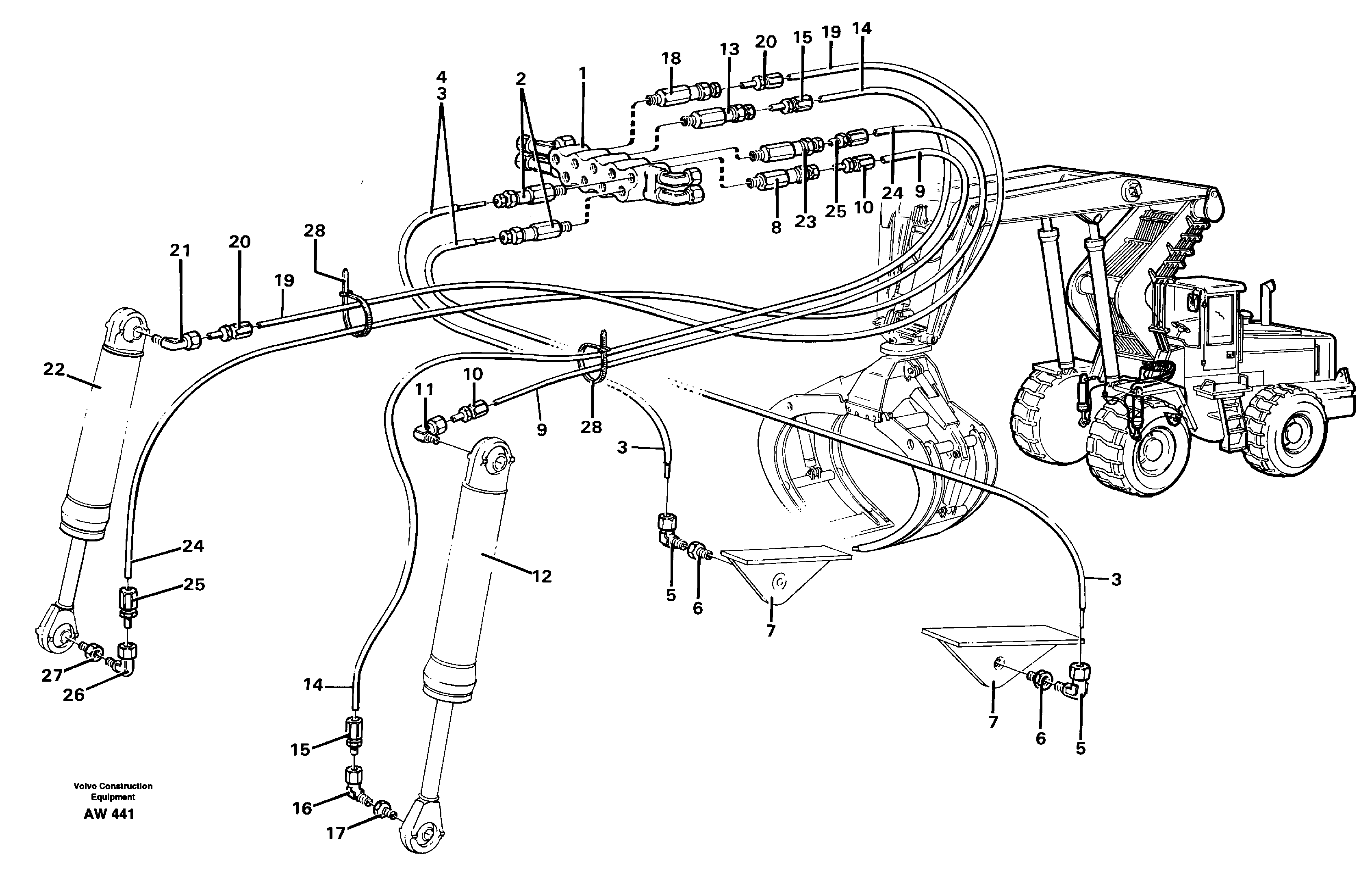 Схема запчастей Volvo L180C - 69797 Log pusher L180C S/N 2533-SWE, 60465-USA