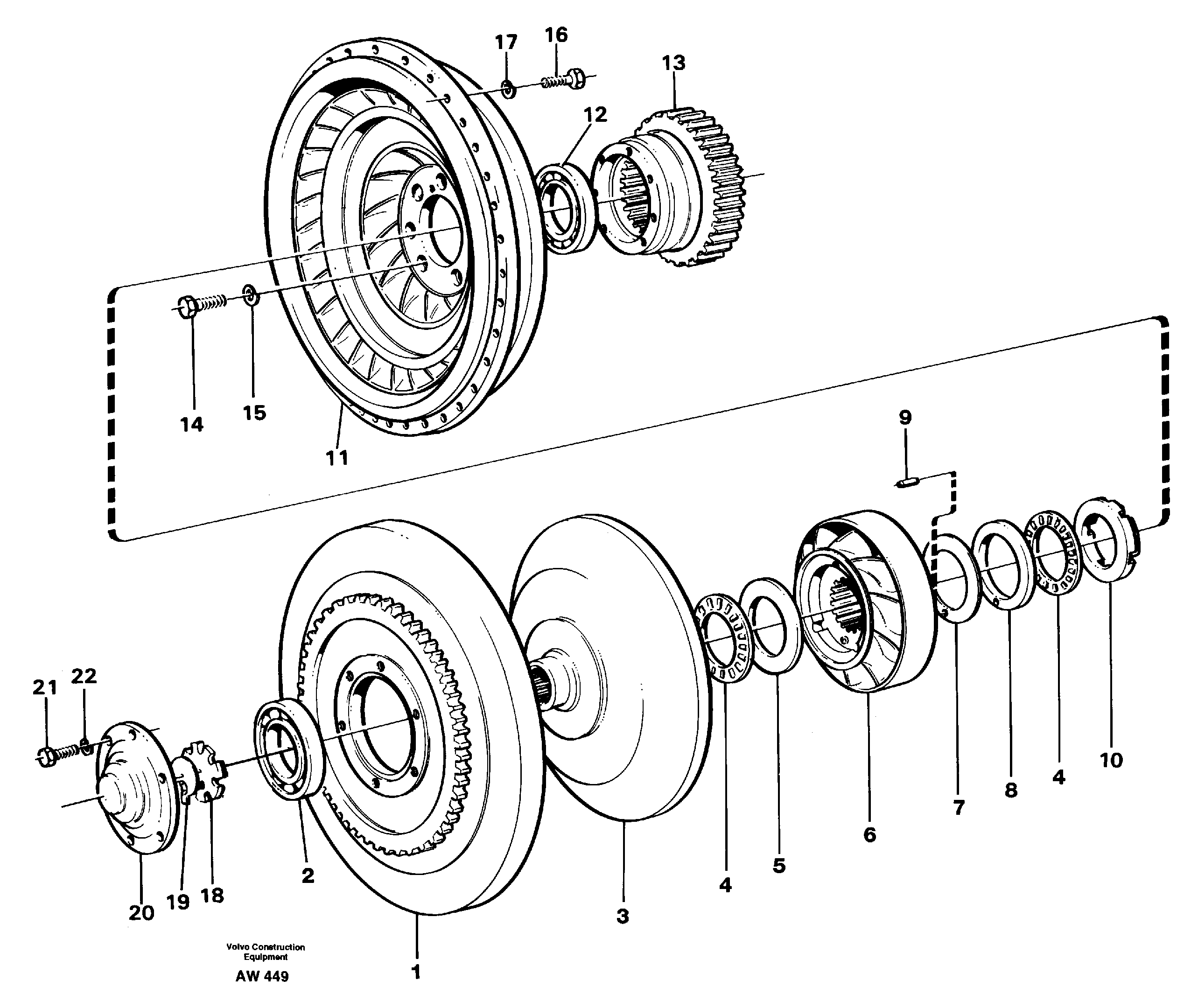 Схема запчастей Volvo L180C - 23739 Torque converter L180C S/N 2533-SWE, 60465-USA