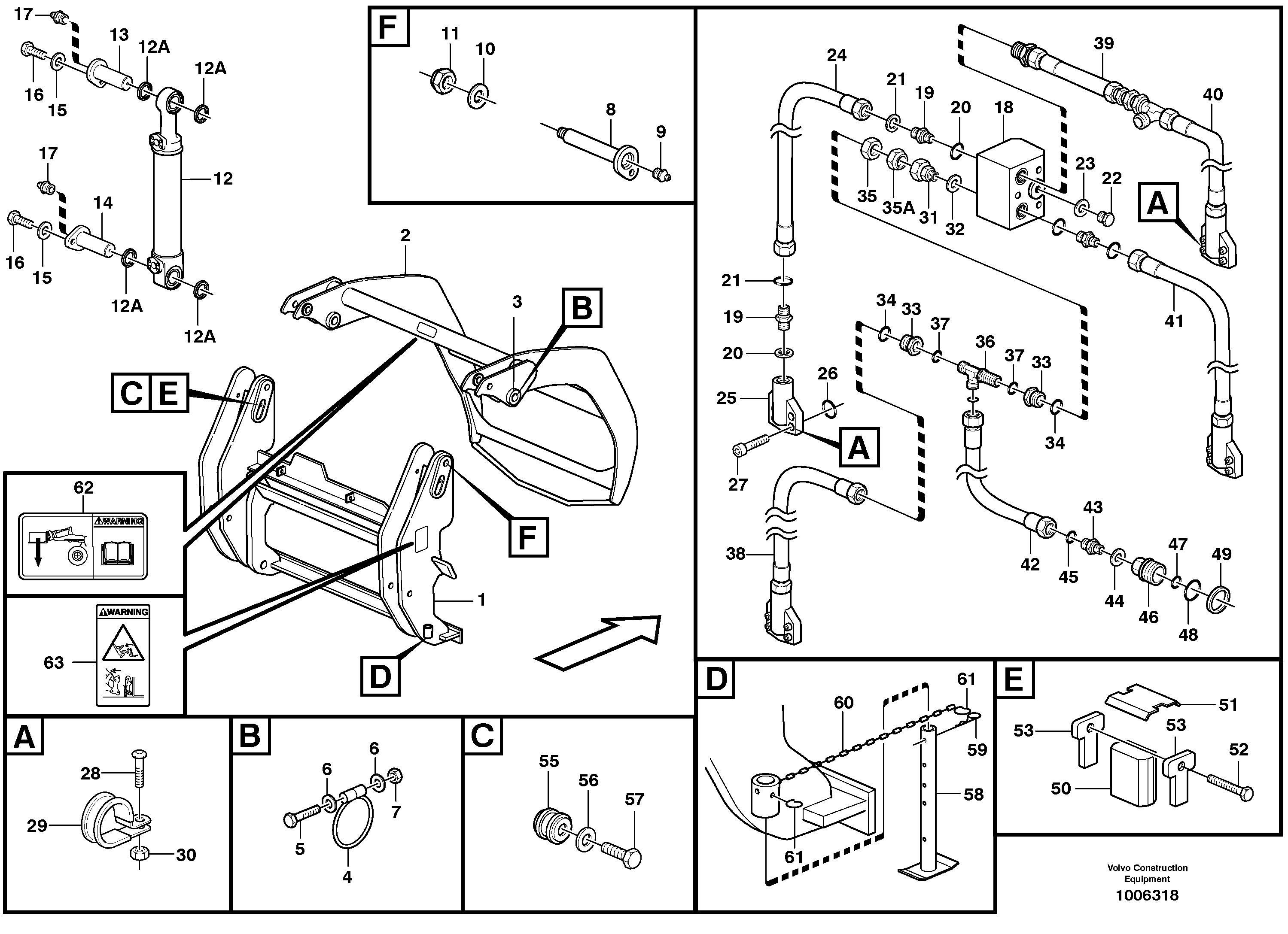 Схема запчастей Volvo L180C - 12887 Combi fork ATTACHMENTS ATTACHMENTS WHEEL LOADERS GEN. - C