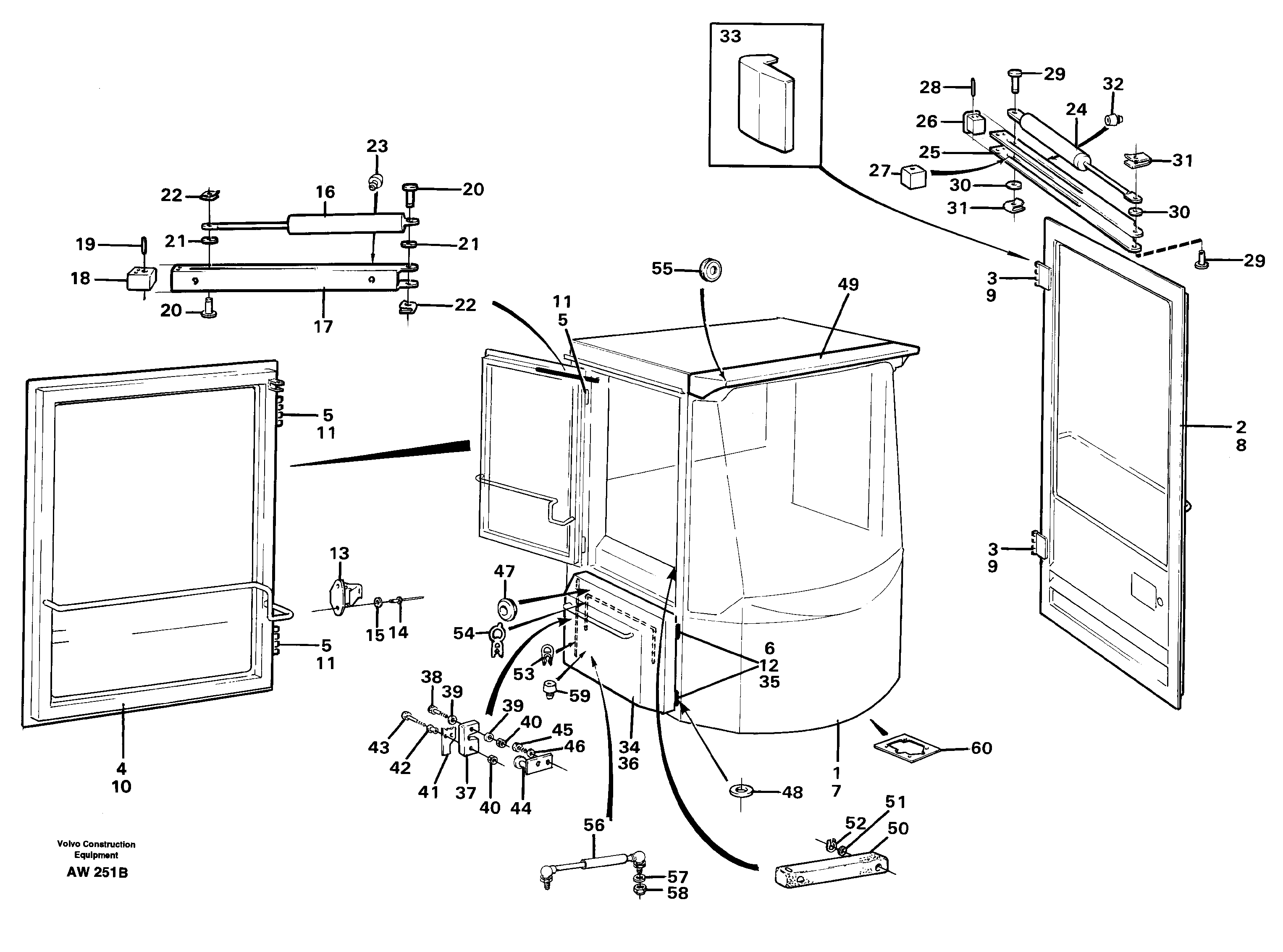 Схема запчастей Volvo L180C - 85041 Cab body L180C S/N 2533-SWE, 60465-USA