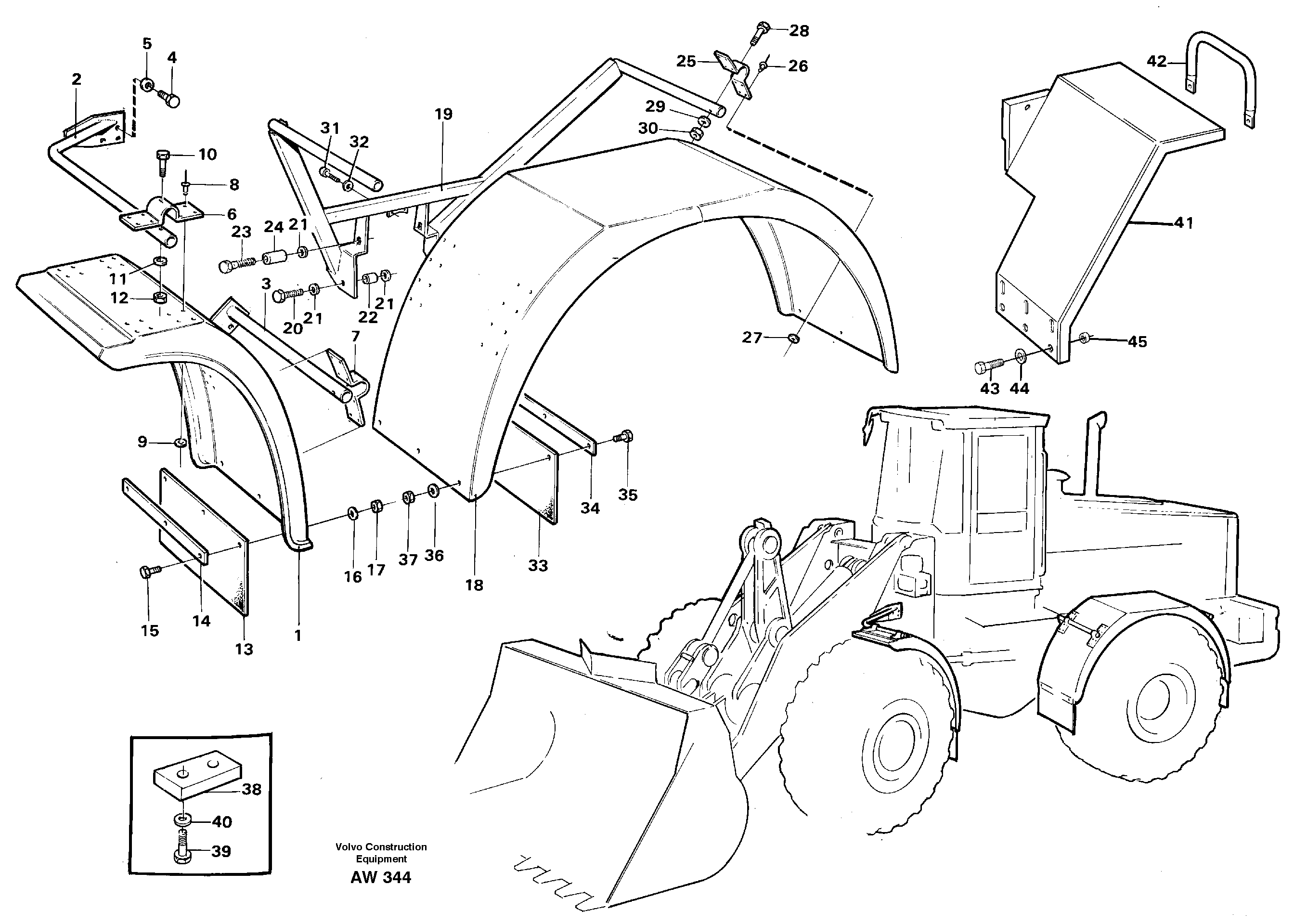 Схема запчастей Volvo L180C - 17062 Extended fender L180C S/N 2533-SWE, 60465-USA